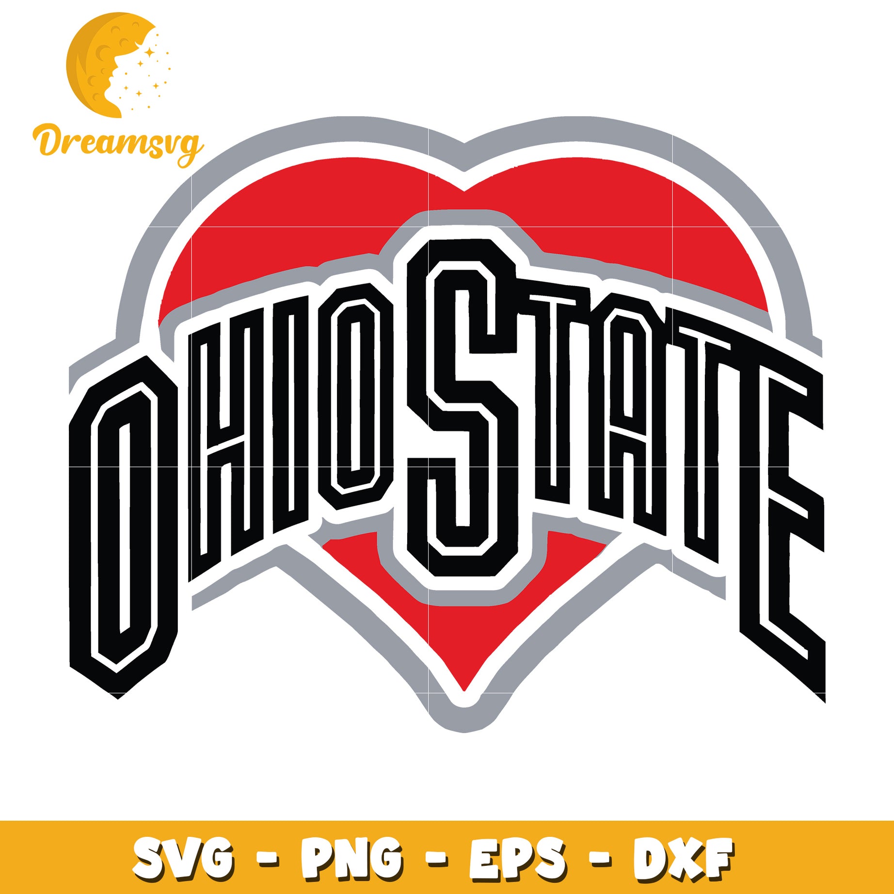 Ohio State Heart SVG Graphic for Love of College Sports Fans