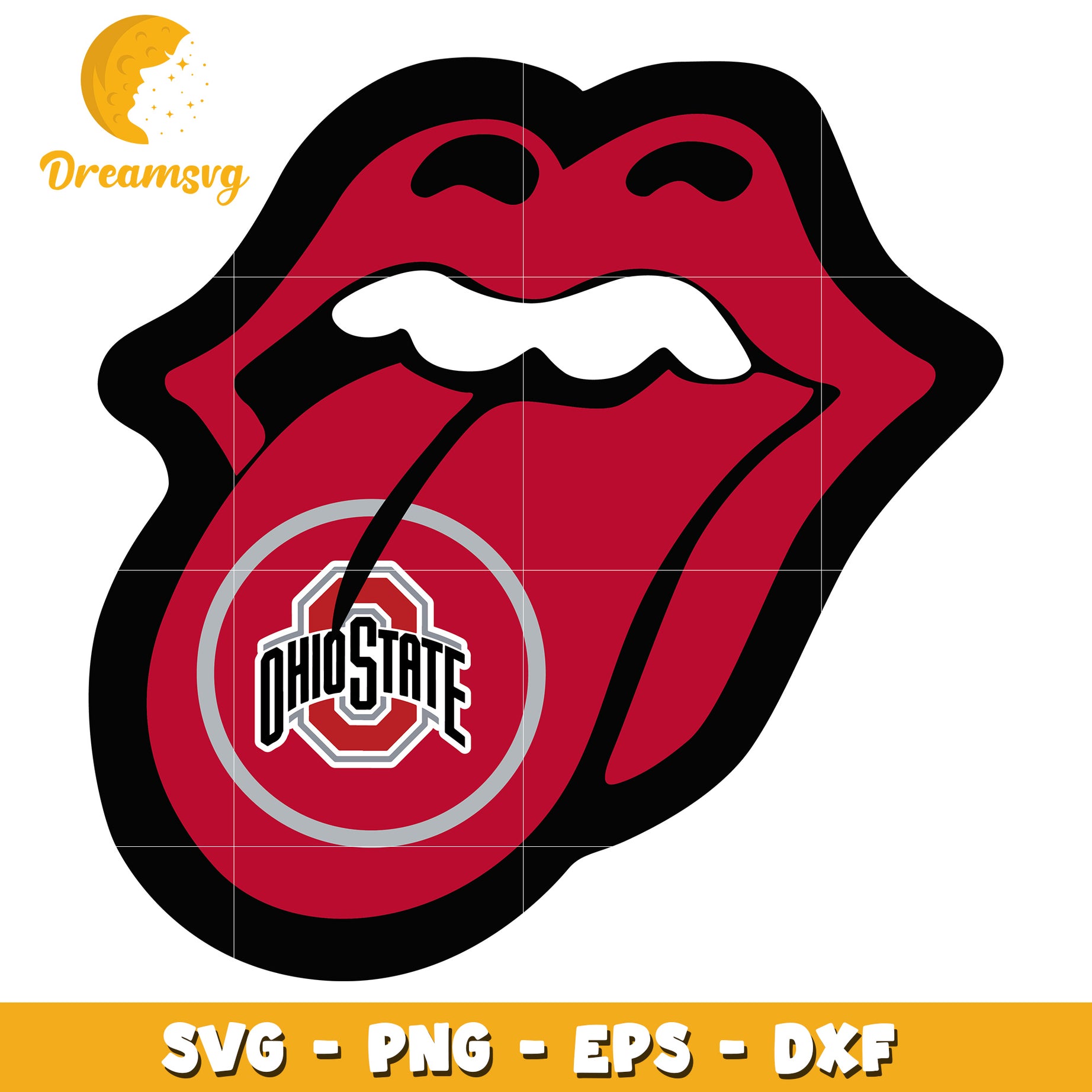 Ohio State Rolling Stones Lips SVG PNG EPS DXF