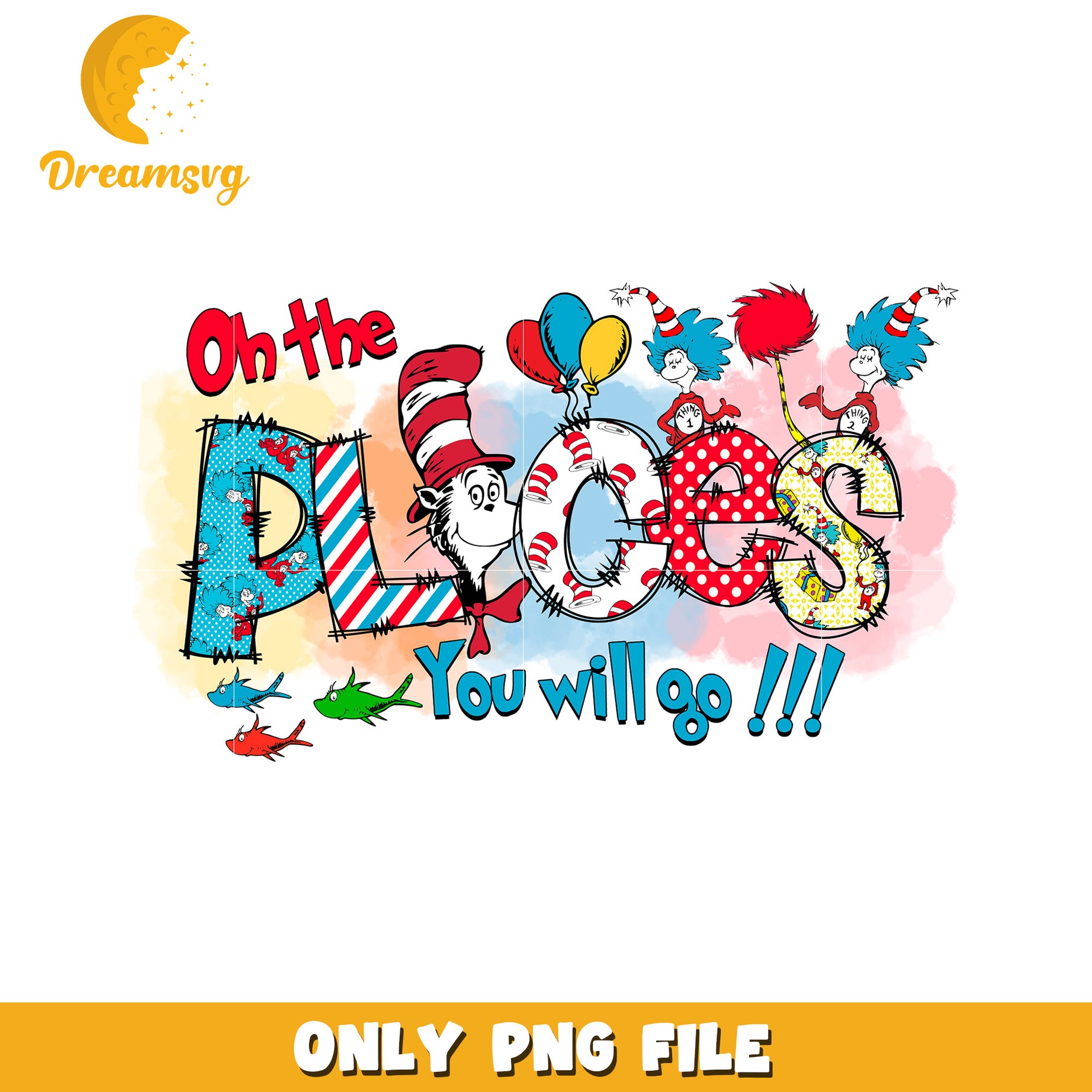 Oh the Places You Will Go Colorful PNG Design Download