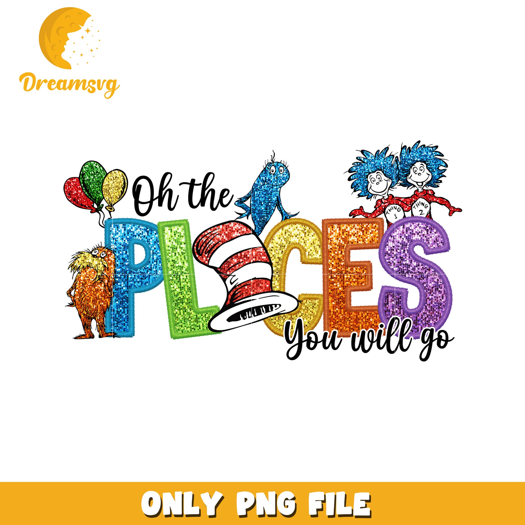 Oh the Places You Will Go Colorful PNG Design for Kids