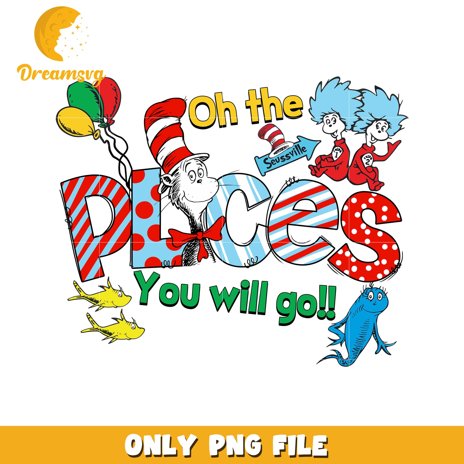 Oh the Places You Will Go PNG File for Kids Decor