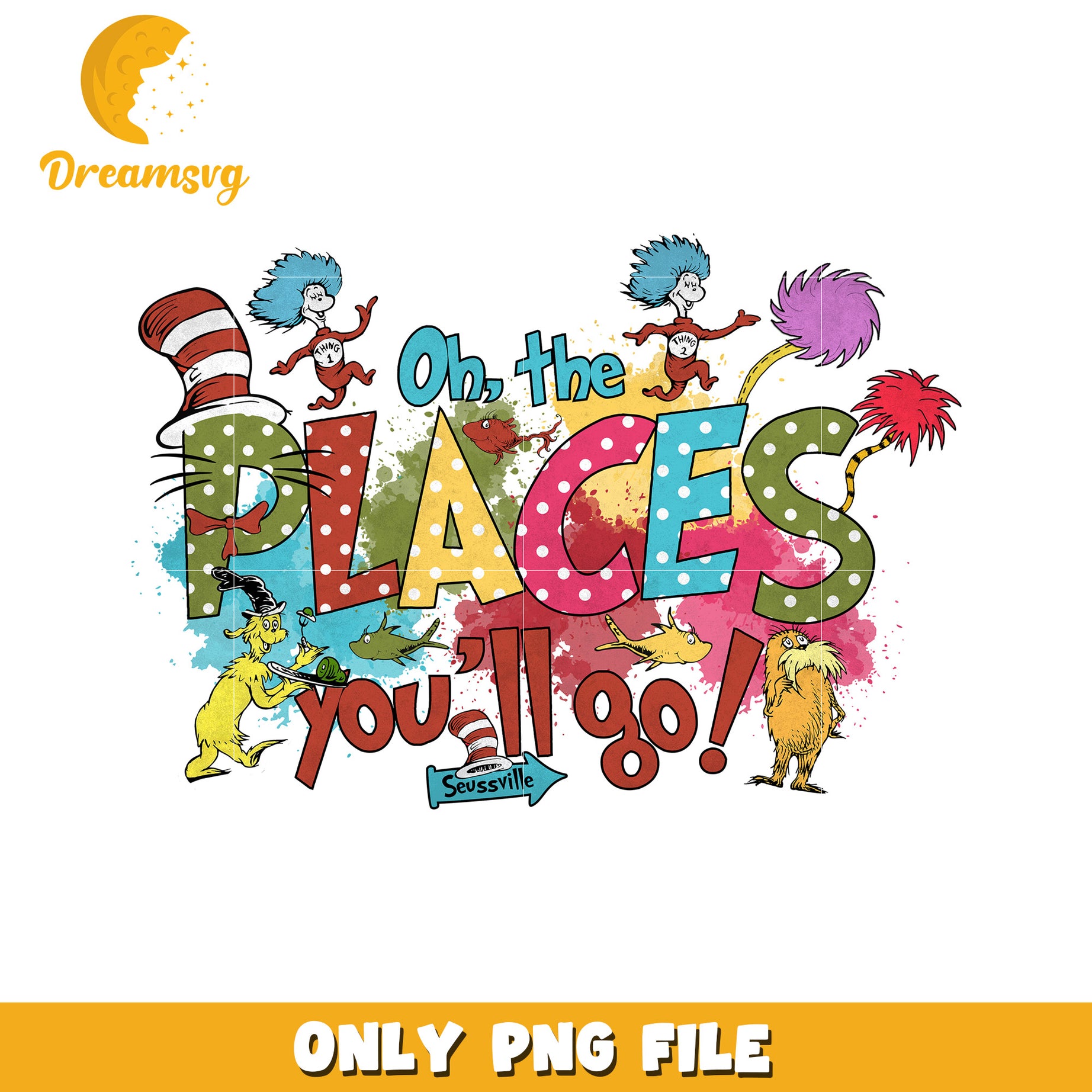 Oh the Places You'll Go Dr Seuss PNG Art Download