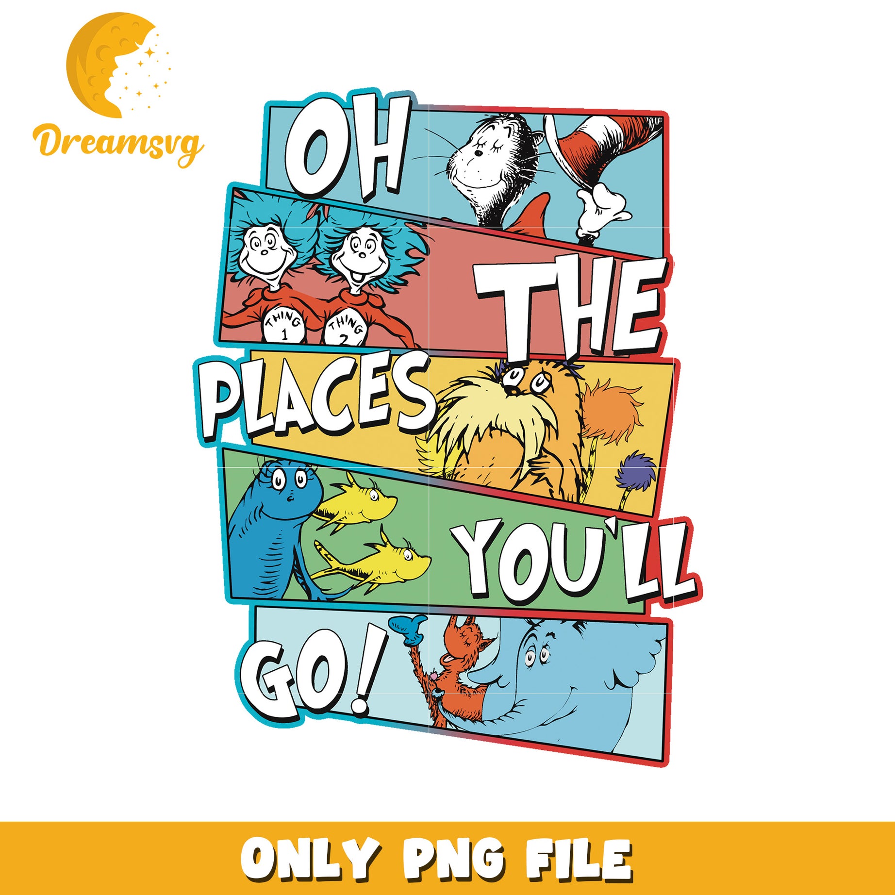 Oh the Places You'll Go Kids Book Cover PNG Design File