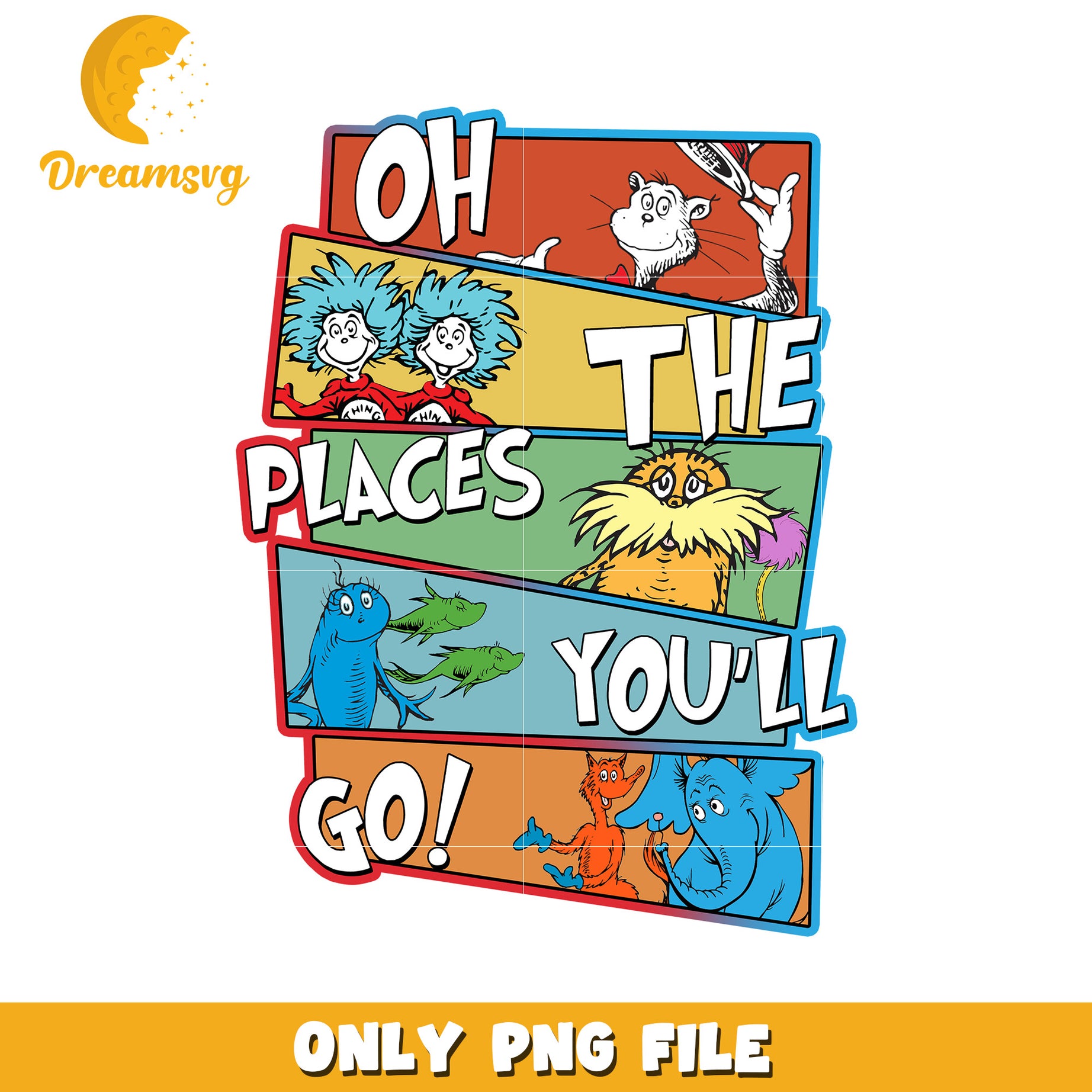 Oh the Places You'll Go PNG Colorful Storybook Art