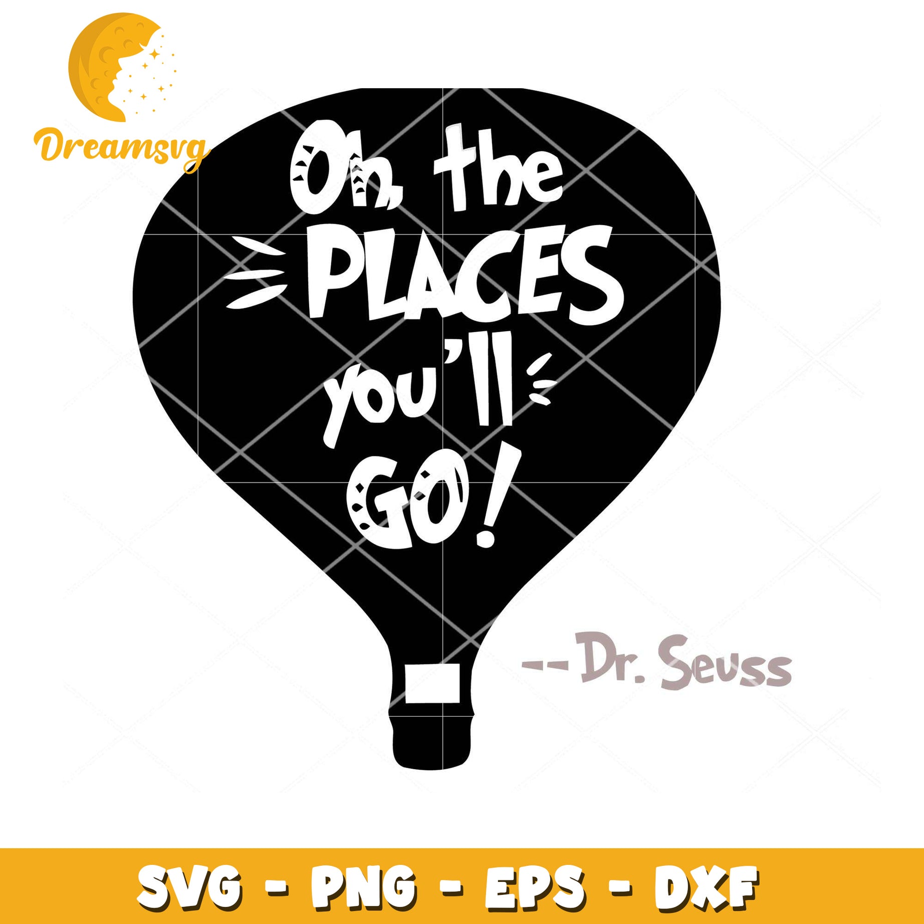 Oh the Places Youll Go Hot Air Balloon SVG Instant Download Design