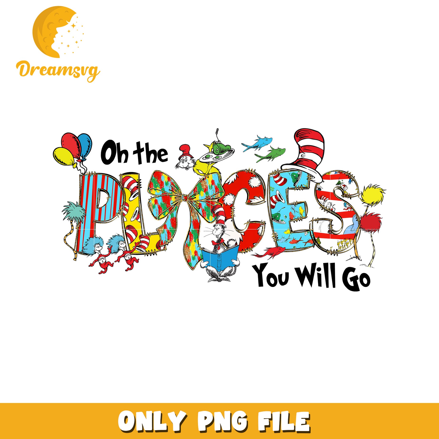 Oh the place you will go png, dr seuss cartoon png, font design png