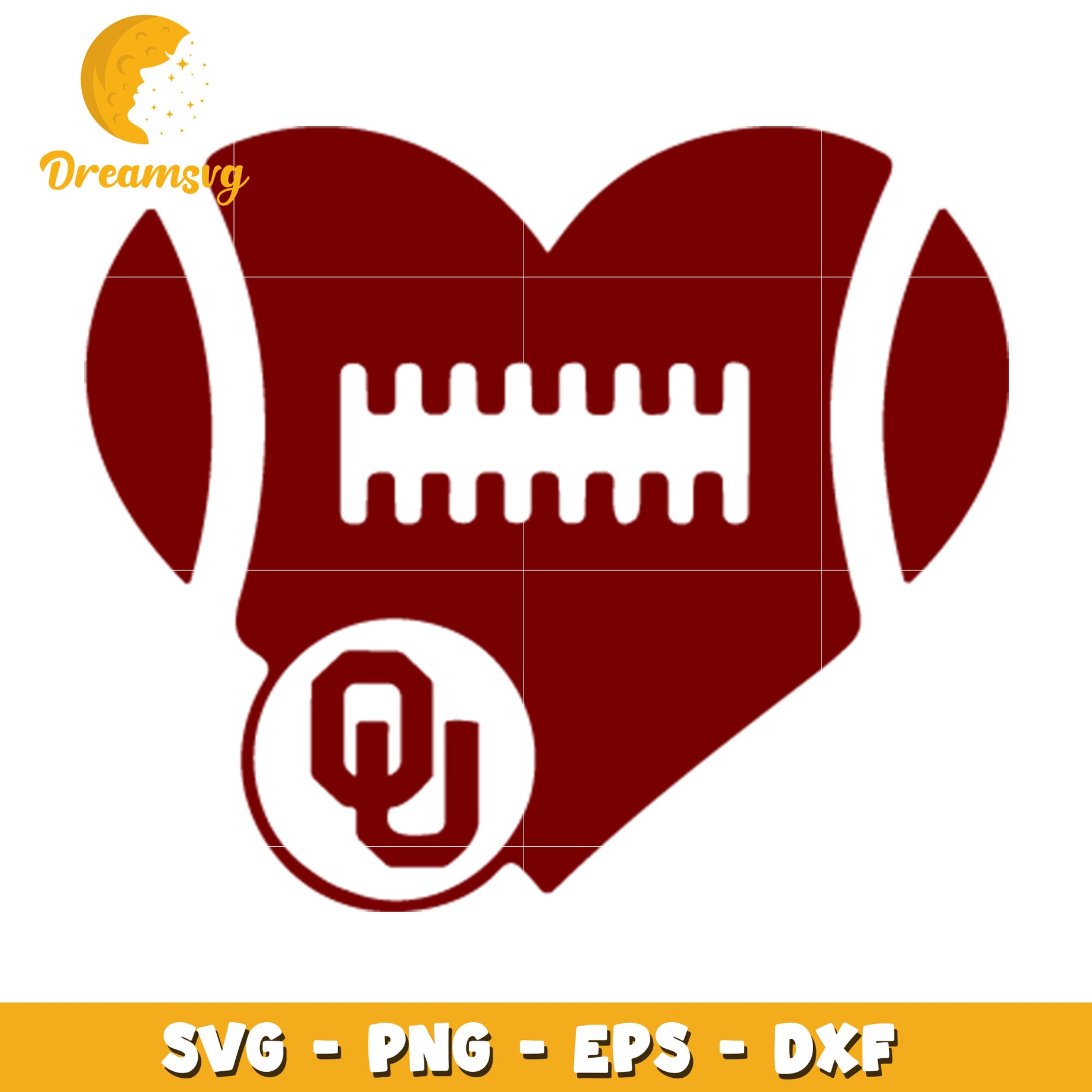 Oklahoma Sooners Heart Football SVG PNG EPS DXF