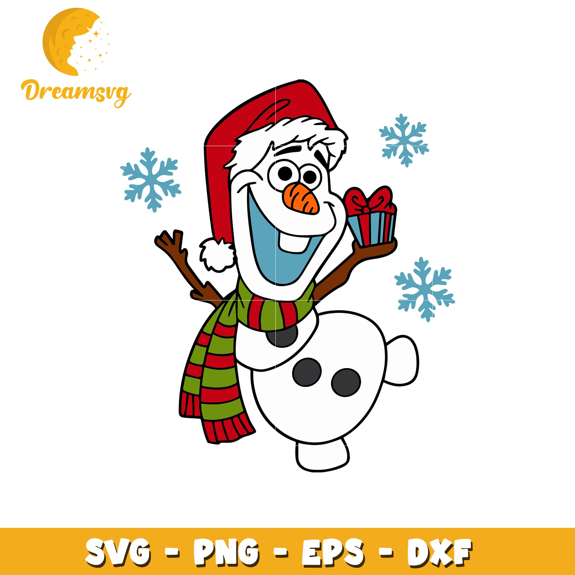 Olaf character santa hat christmas svg, frozen character svg