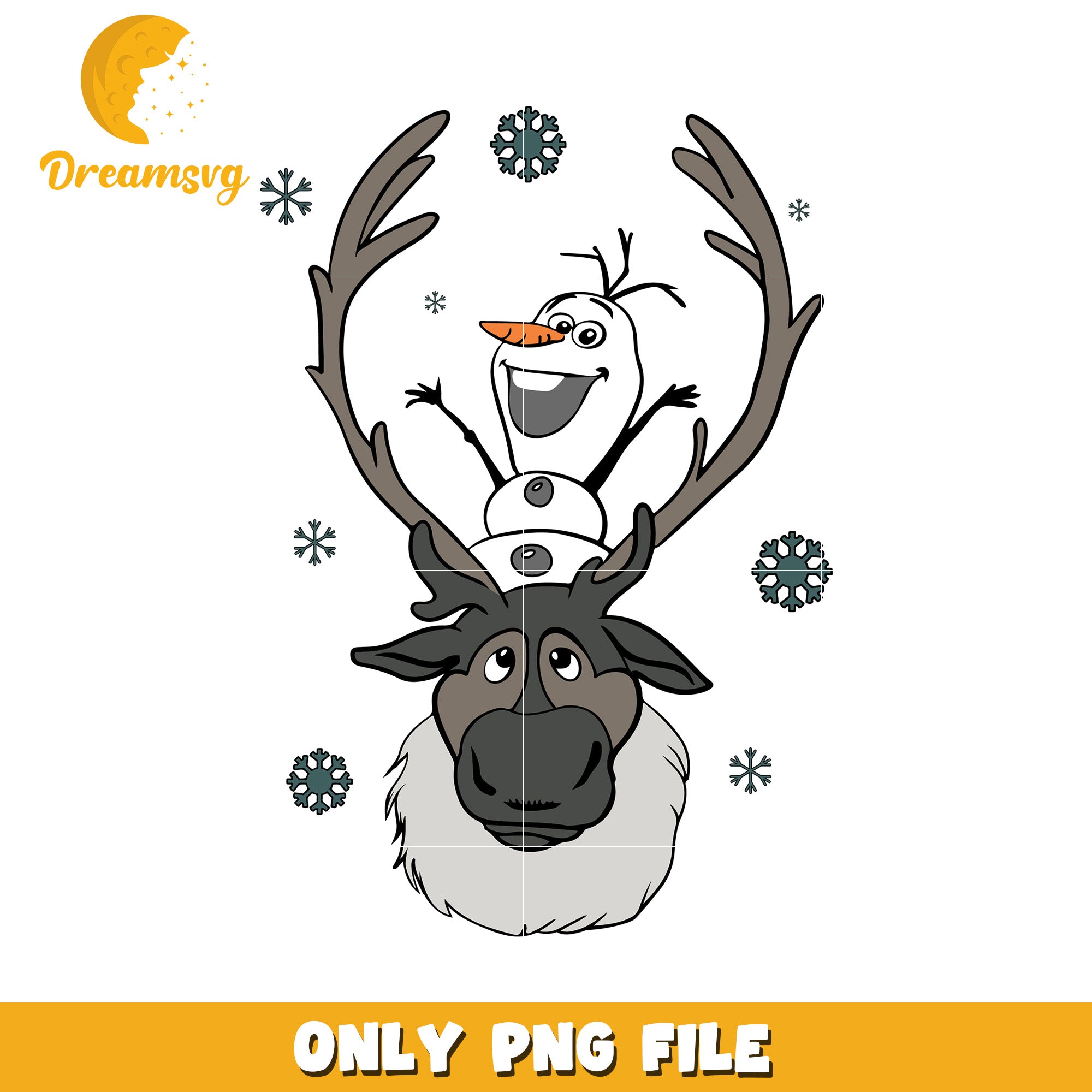 Olaf sven png, disney joy png, christmas vibes png