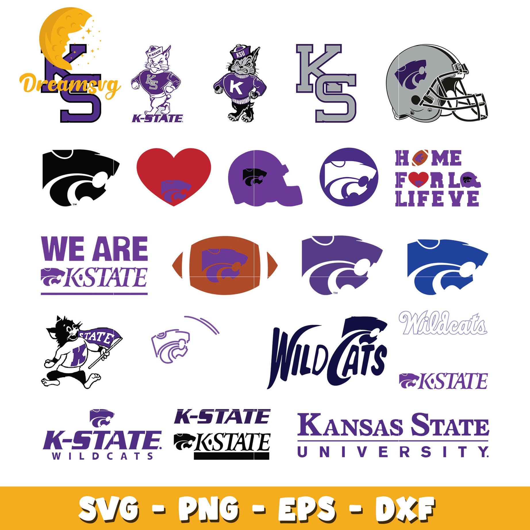 Old kansas state wildcats logo bundle svg, kansas state wildcats football​ svg