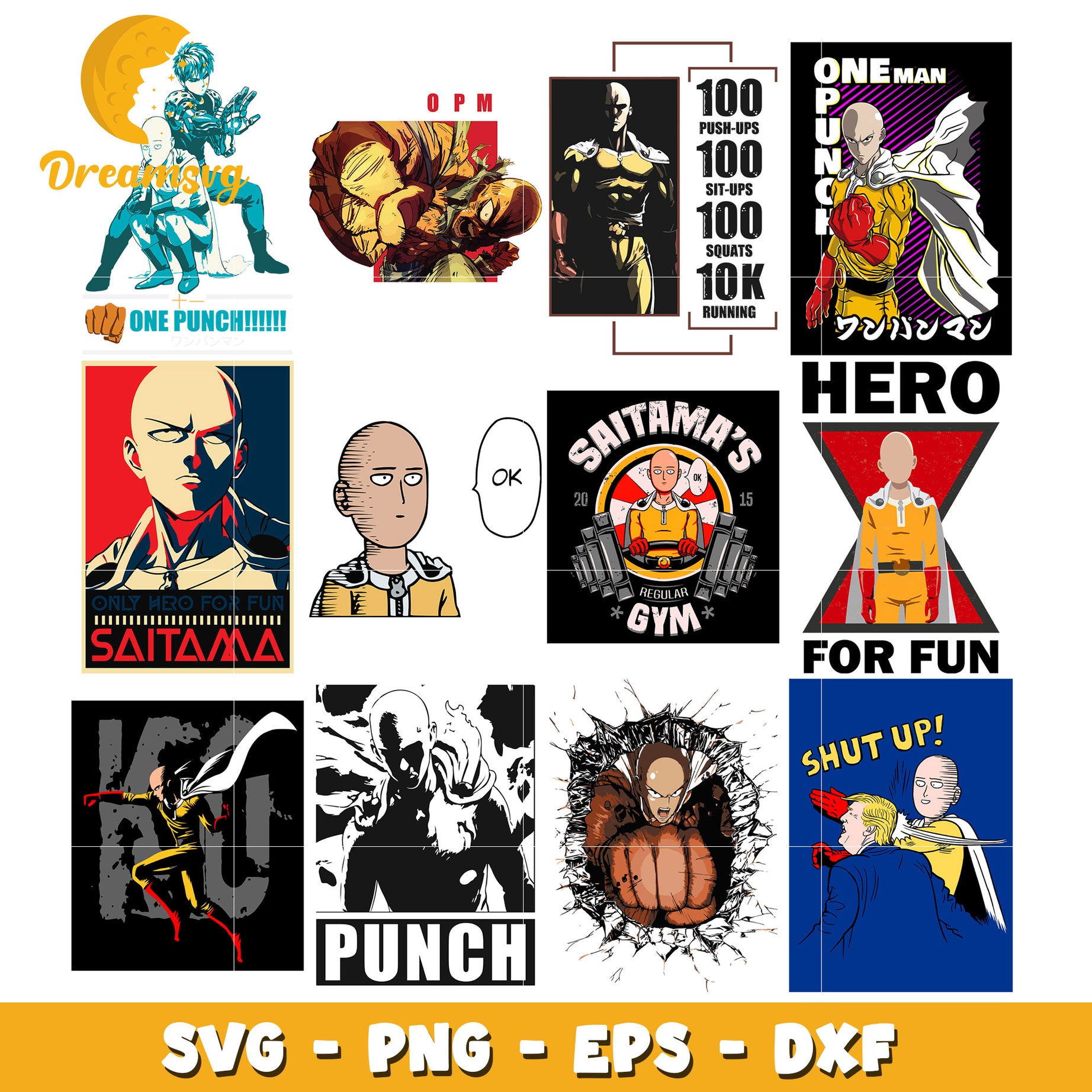 Saitama's regular gym bundle svg, One punch man character svg