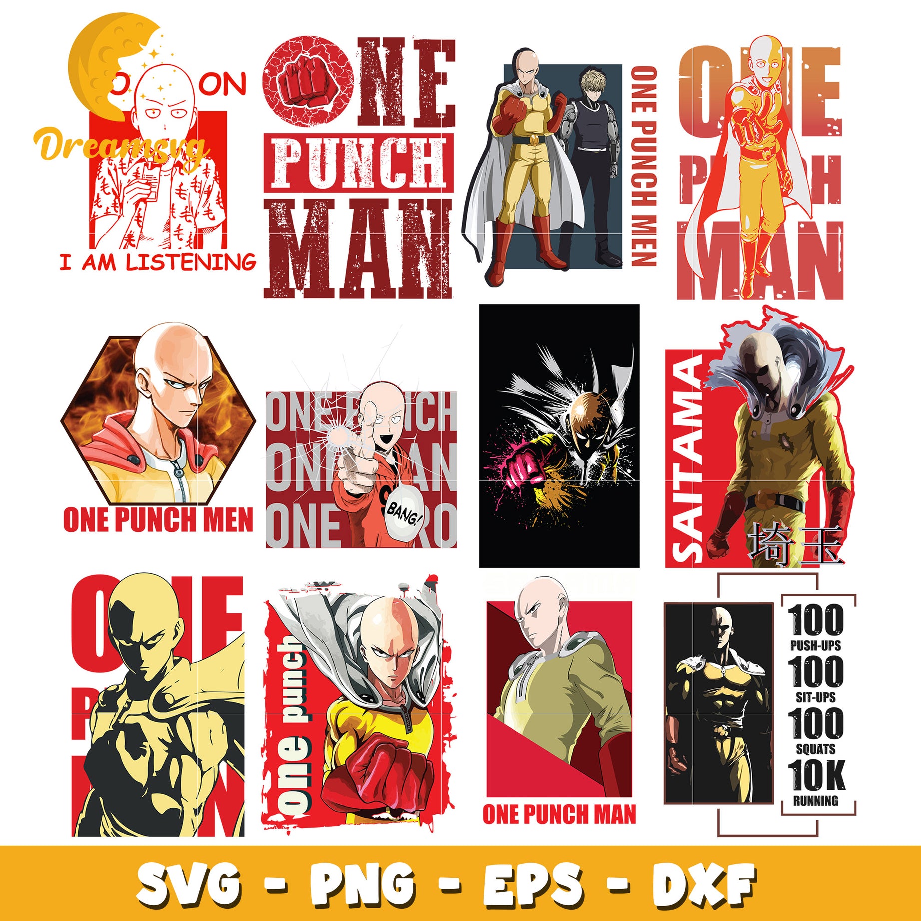 Saitama characters bundle svg, One punch man svg, anime svg