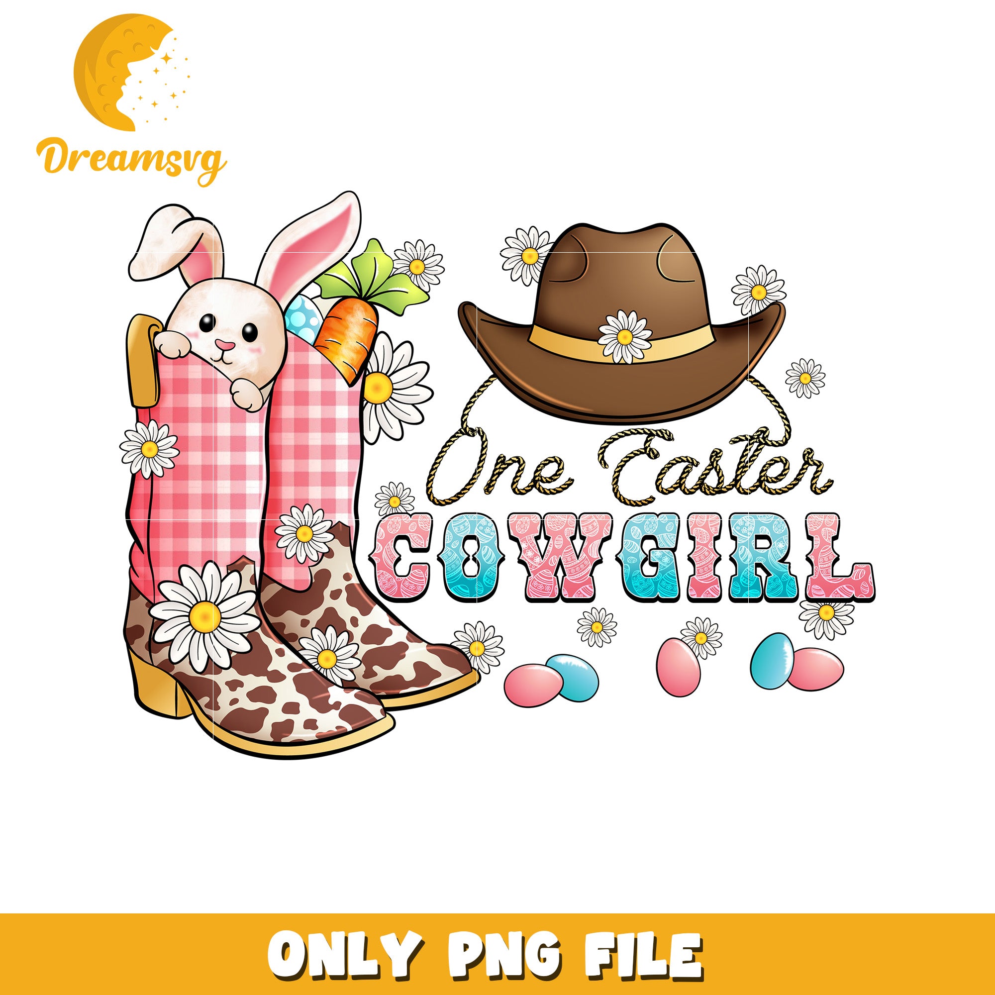 One Easter Cowgirl Vintage PNG Design for Spring Decor