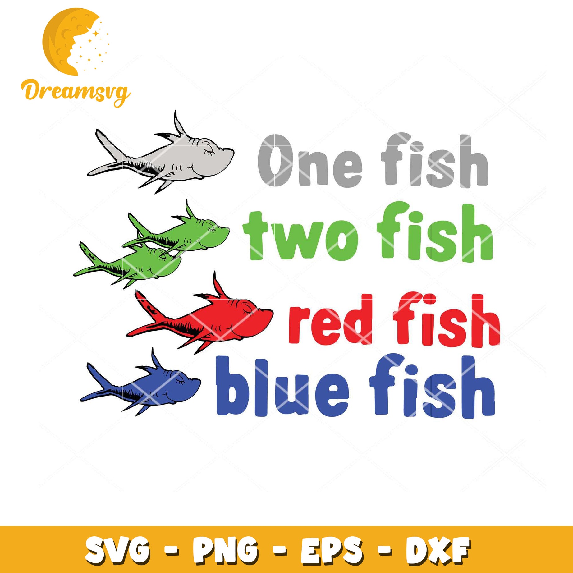 One Fish Two Fish Red Fish Blue Fish SVG Download for Crafts