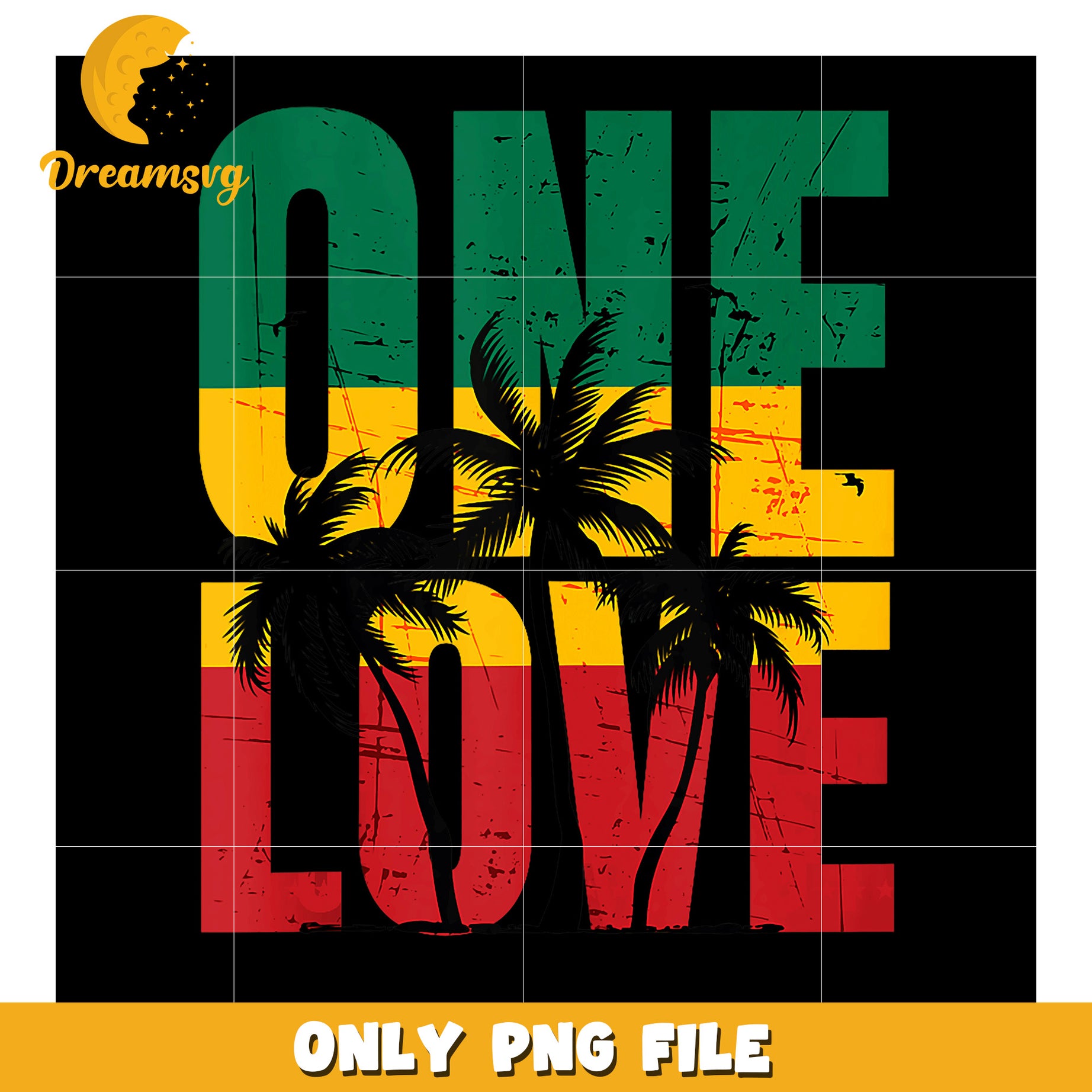 One Love PNG Reggae Palm Tree Graphic