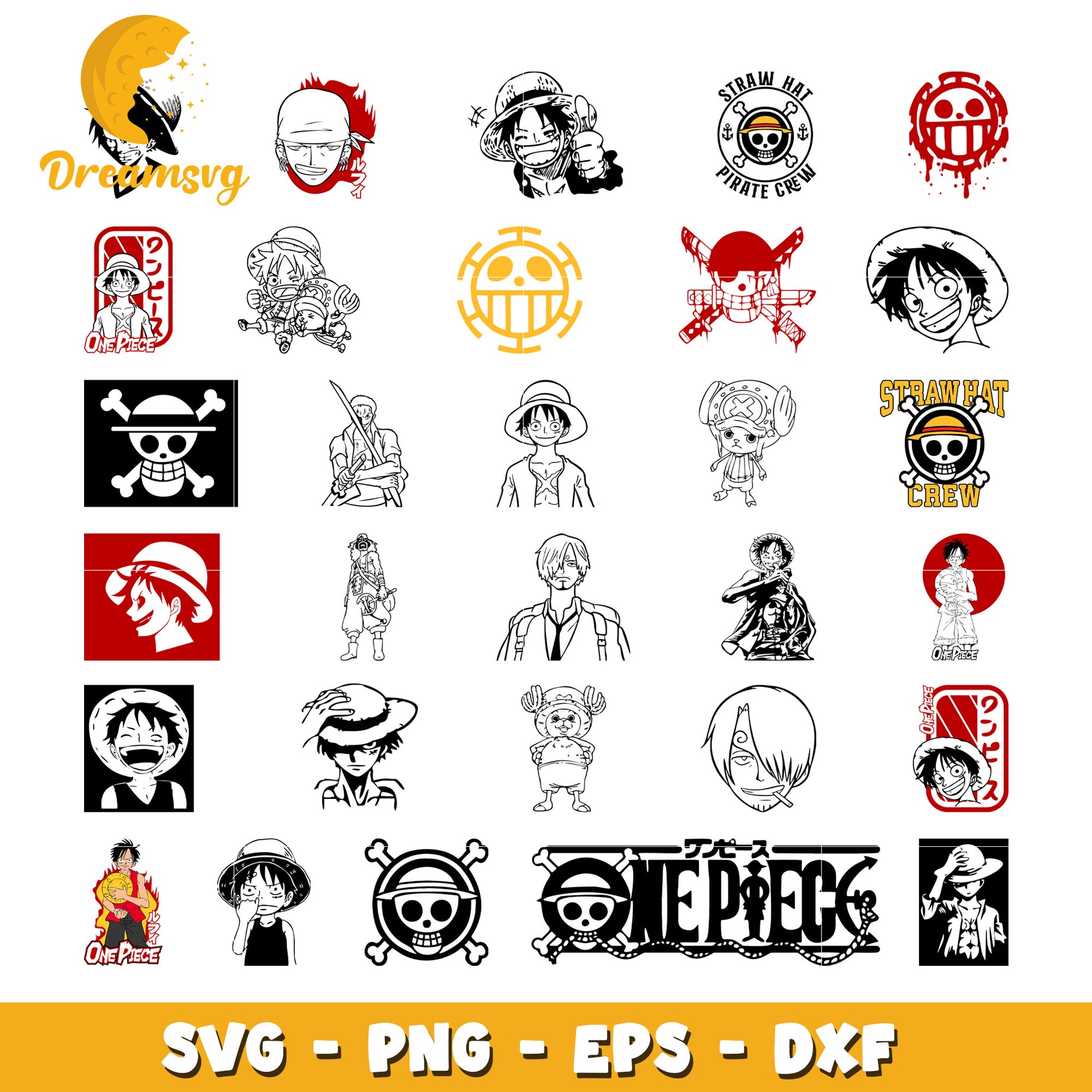 One piece characters outline bundle svg, one piece anime characters​ svg