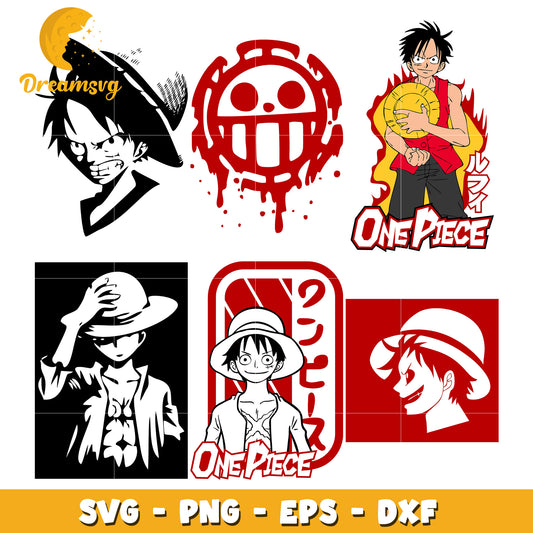 One piece Luffy character bundle svg, one piece cast svg