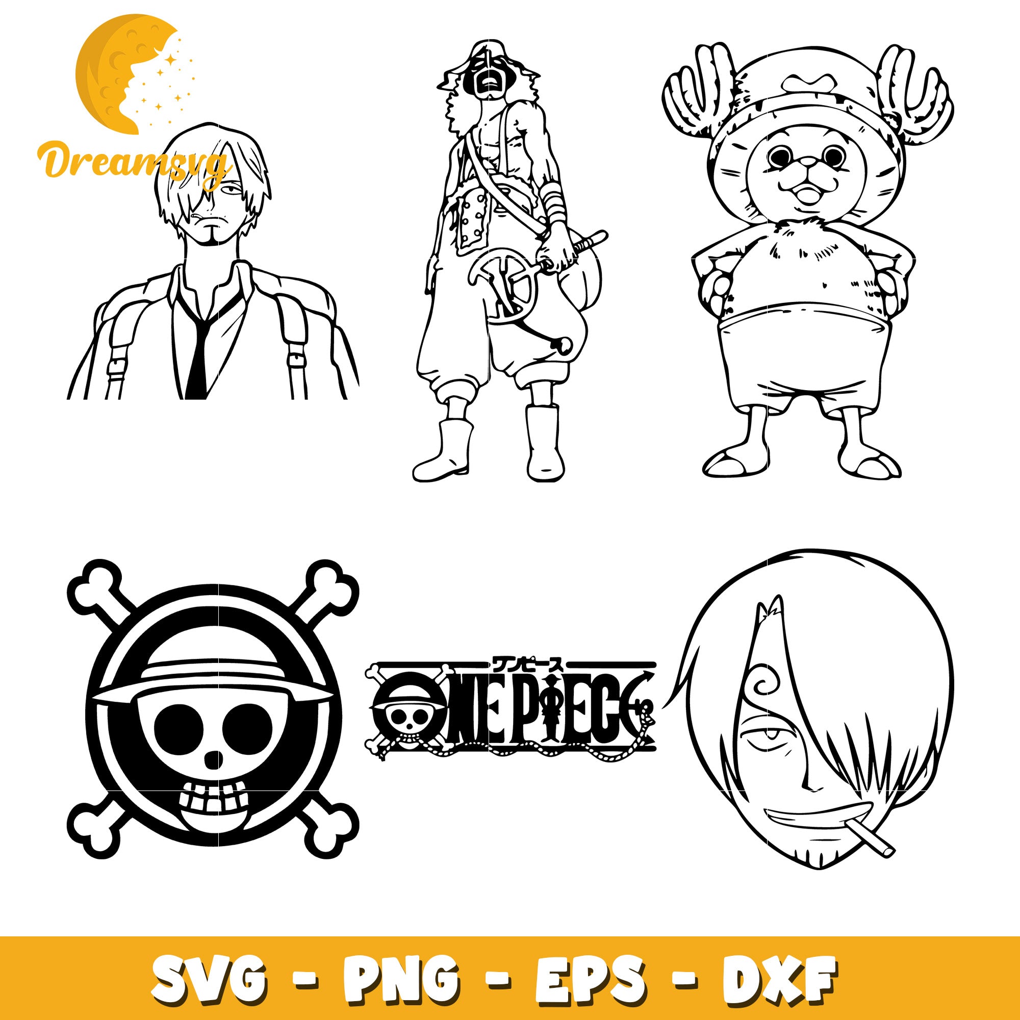 Straw hat pirates characters bundle svg, one piece straw hat pirates s ...