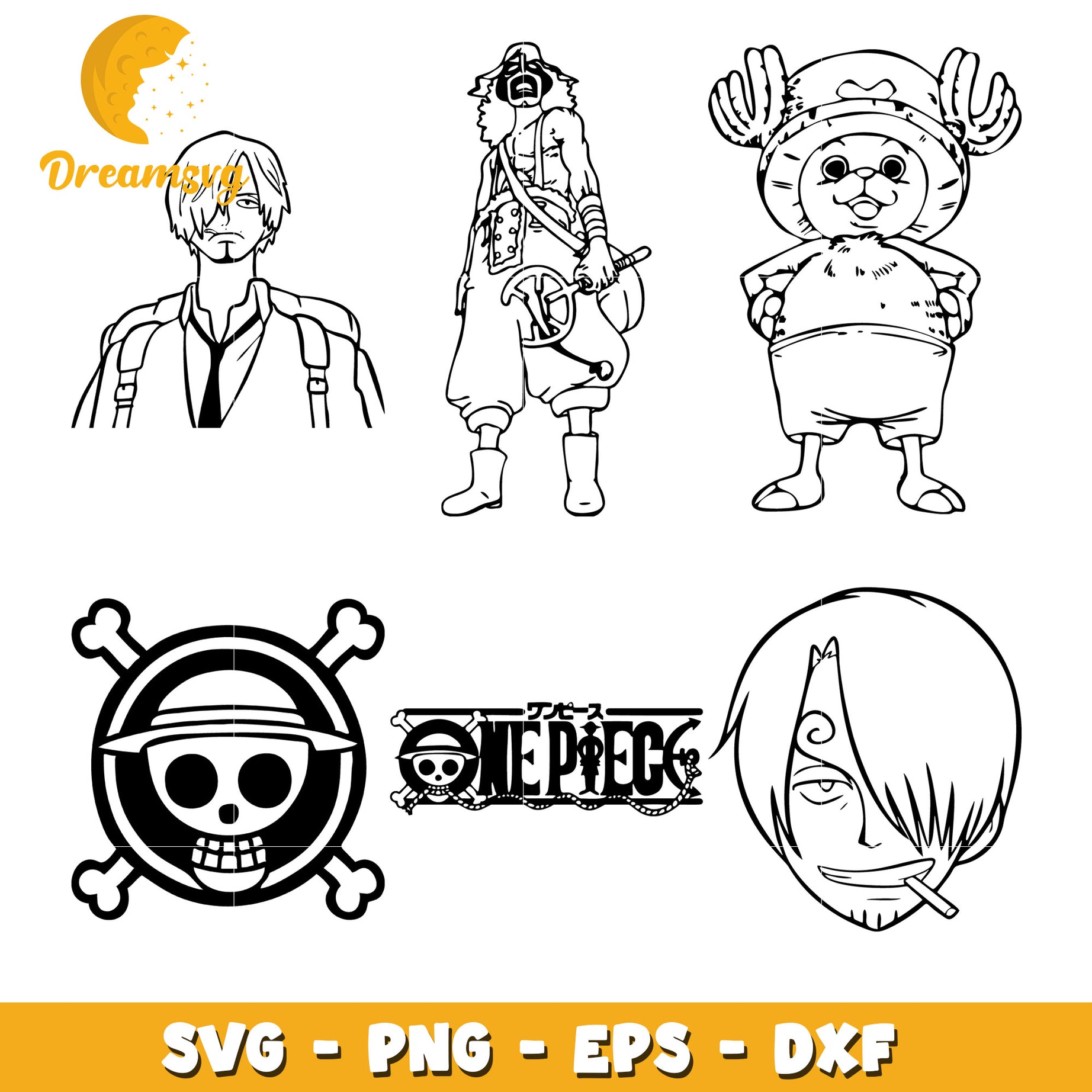 One Piece Sticker Layout Straw hat pirates characters bundle svg, one piece straw hat pirates s ...