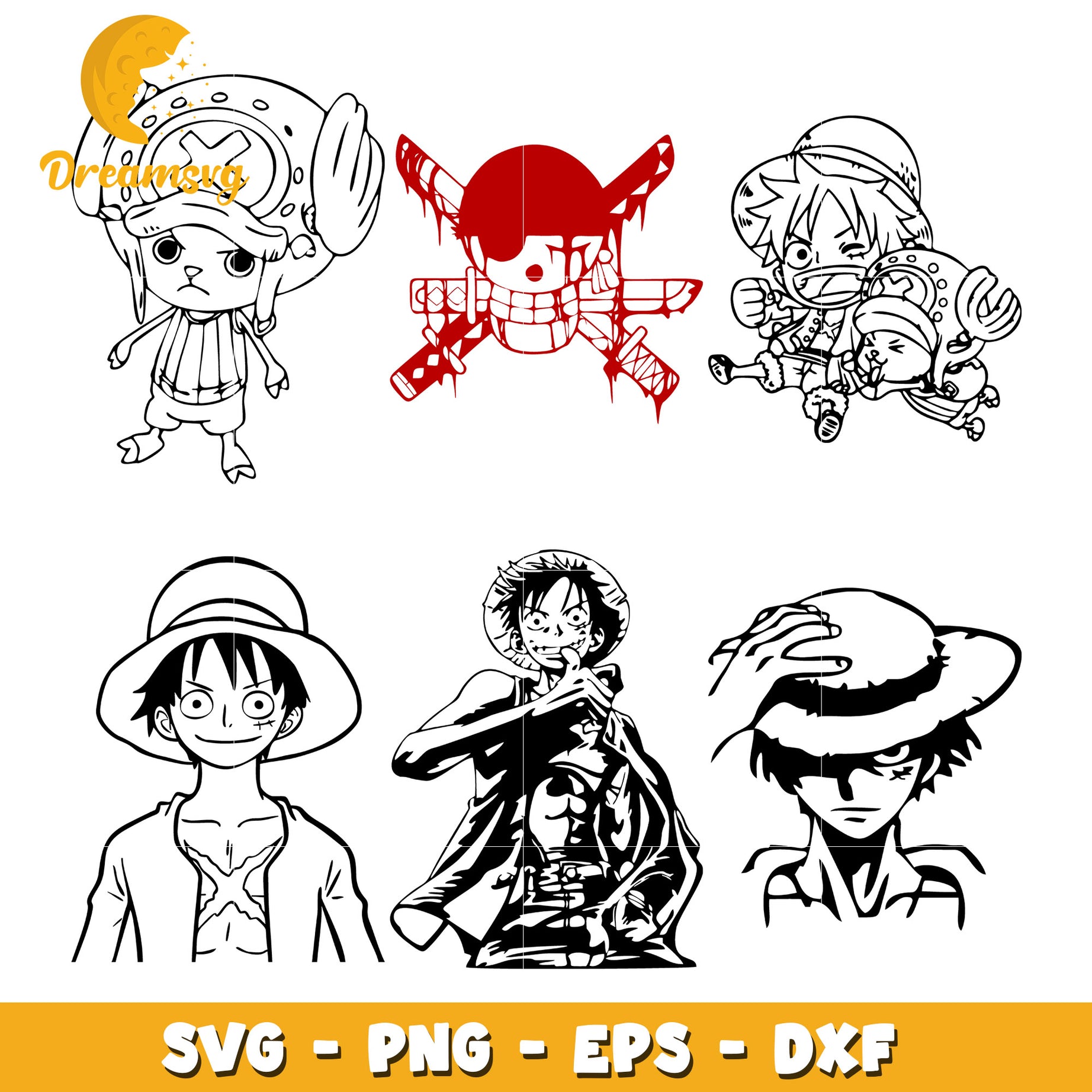 Luffy and Chopper characters bundle svg, One piece anime svg