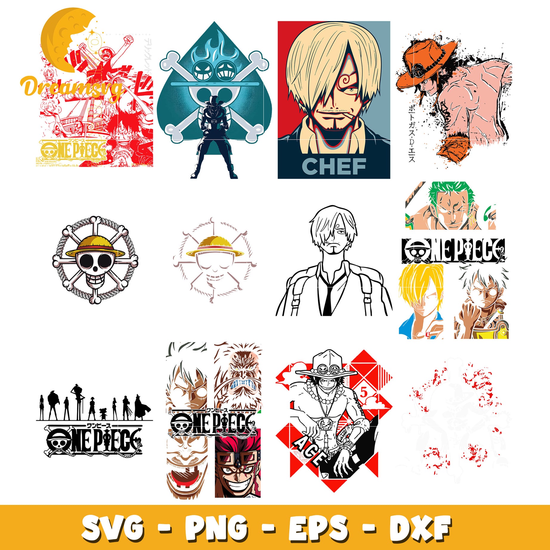 One piece characters bundle svg, One piece anime svg