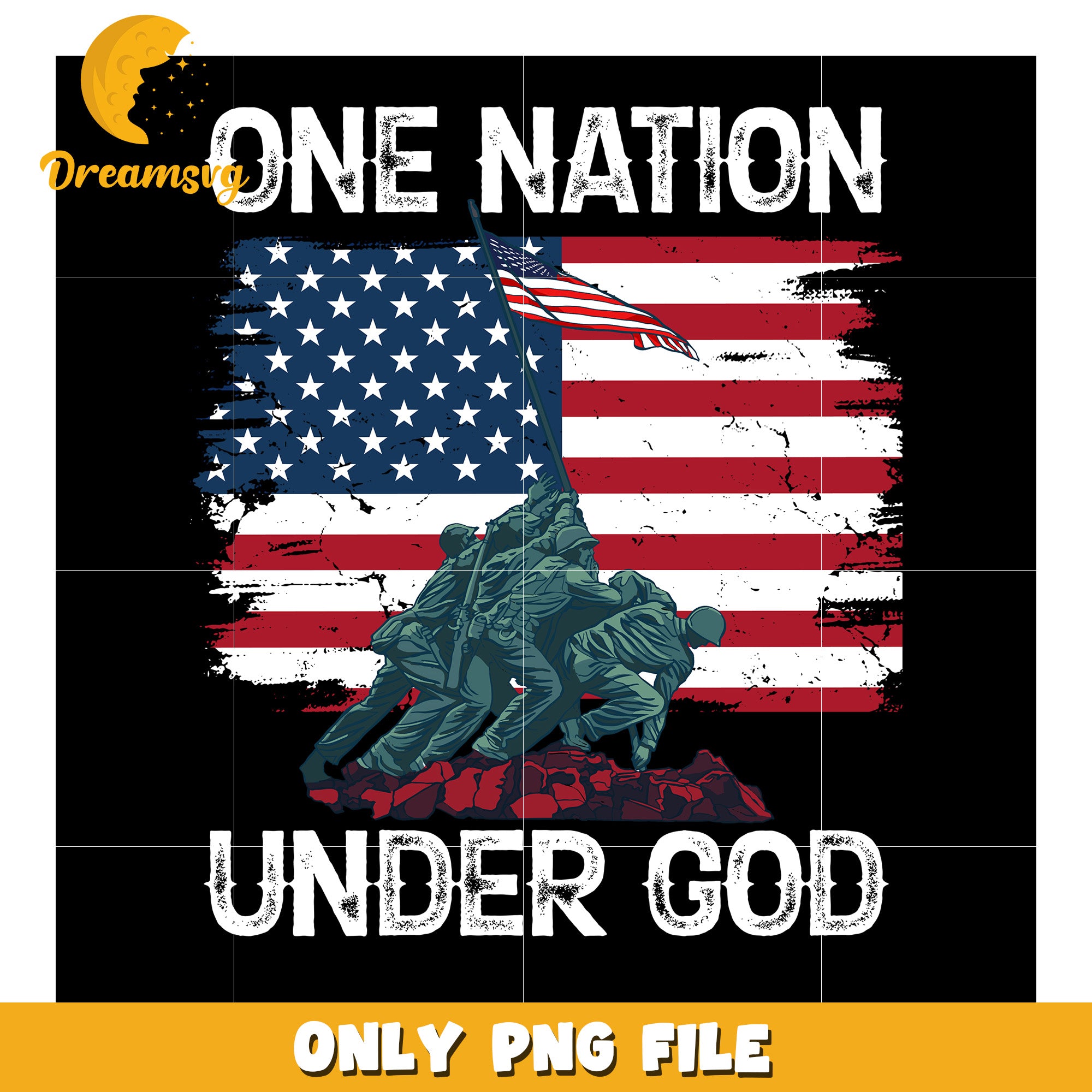 One nation black letters png, freedom png, independence day png