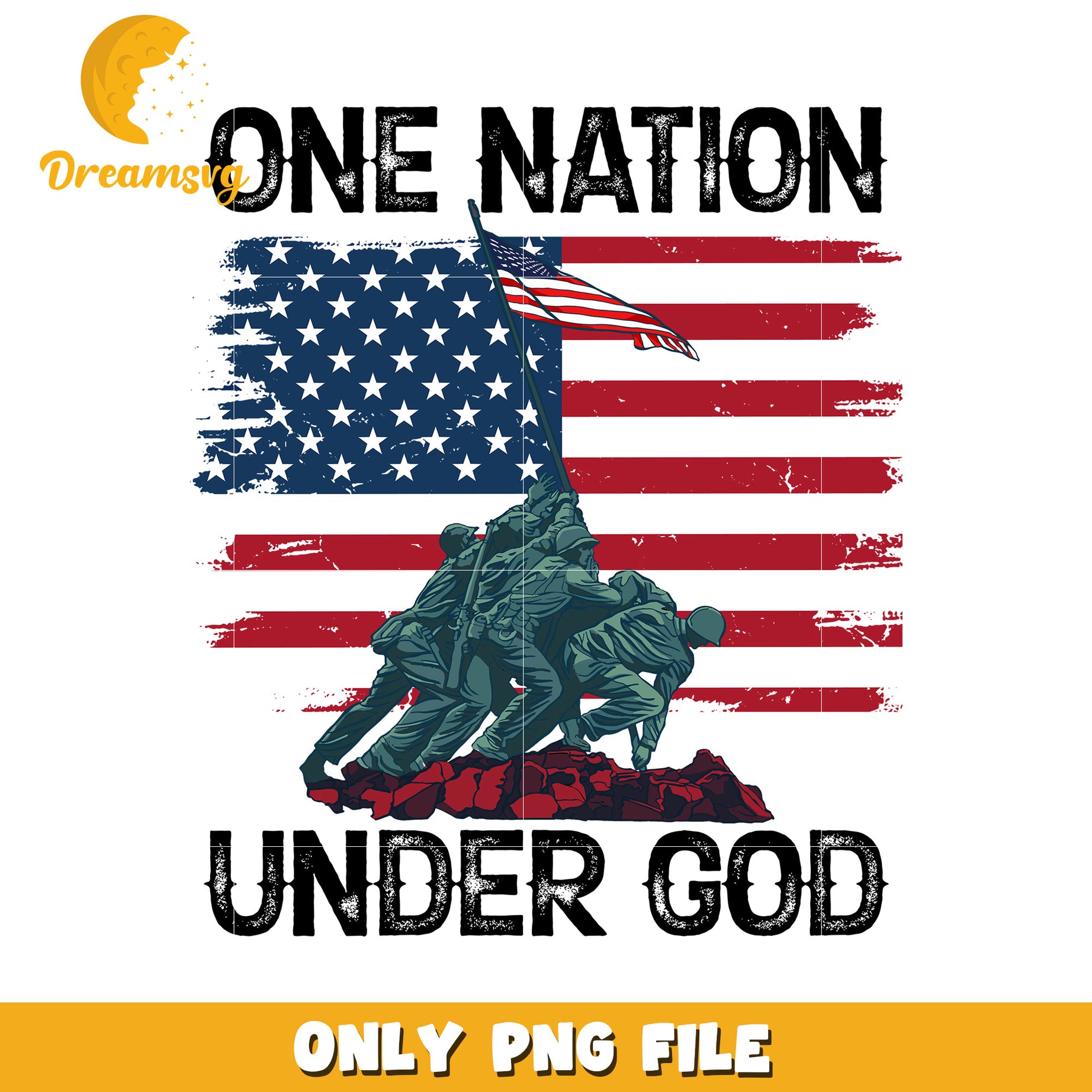 One nation white letters png, freedom png, independence day png