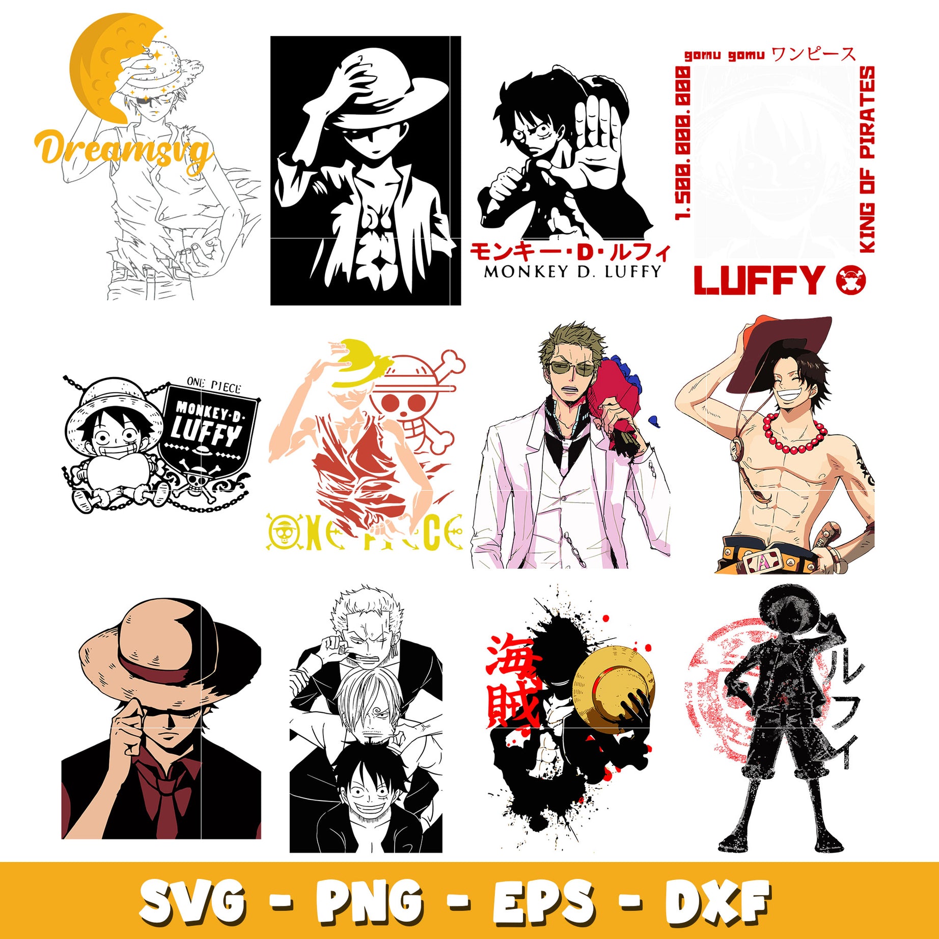 King of pirates Luffy bundle svg, anime characters svg