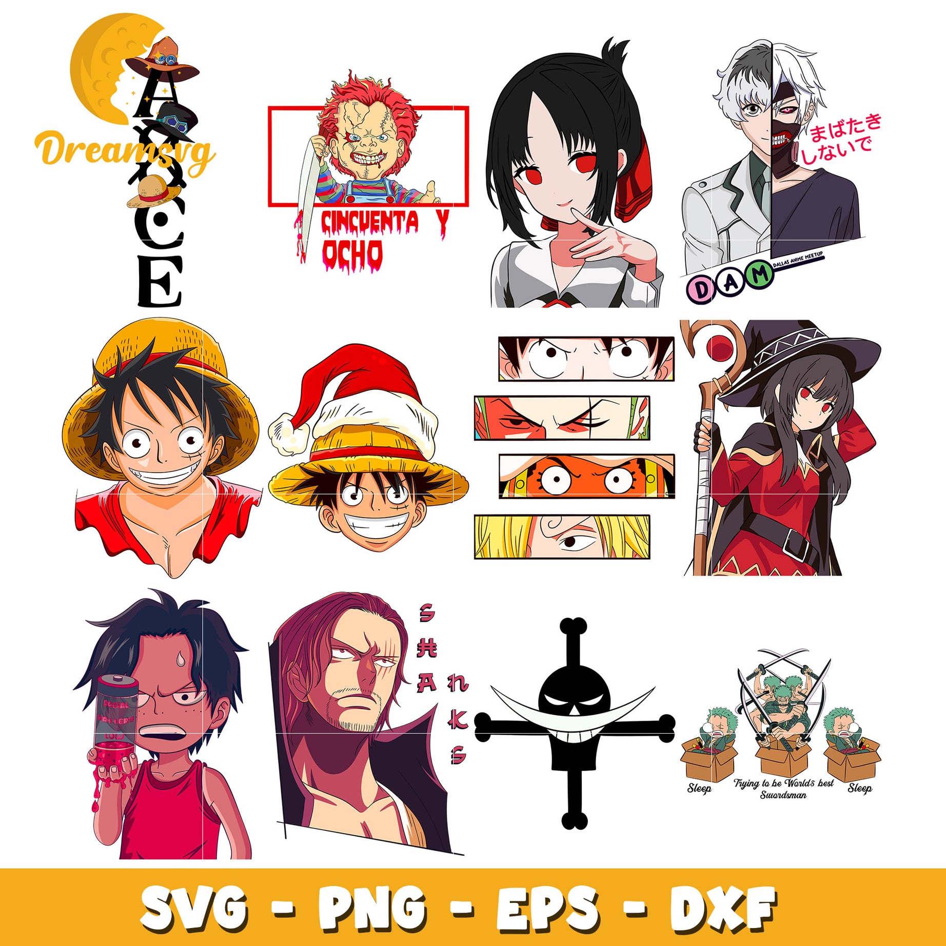 Anime characters bundle svg, anime popular svg