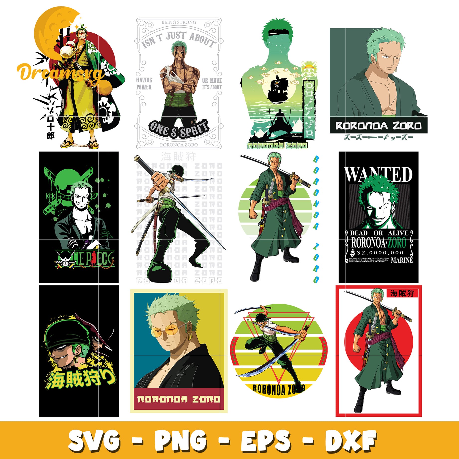 Roronoa Zoro character bundle svg, One piece characters svg