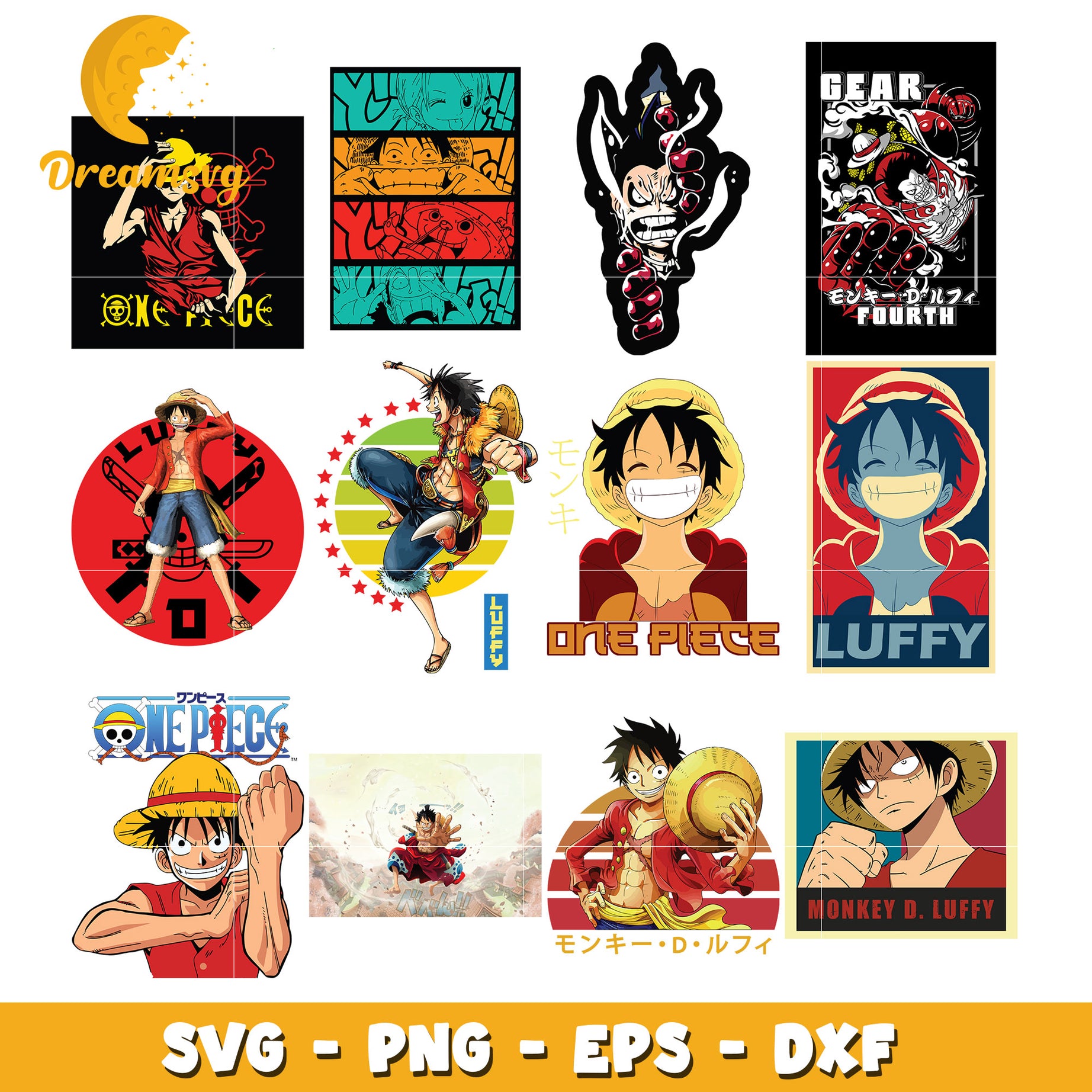 Monkey D.Luffy gear four bundle svg, One piece svg, anime svg