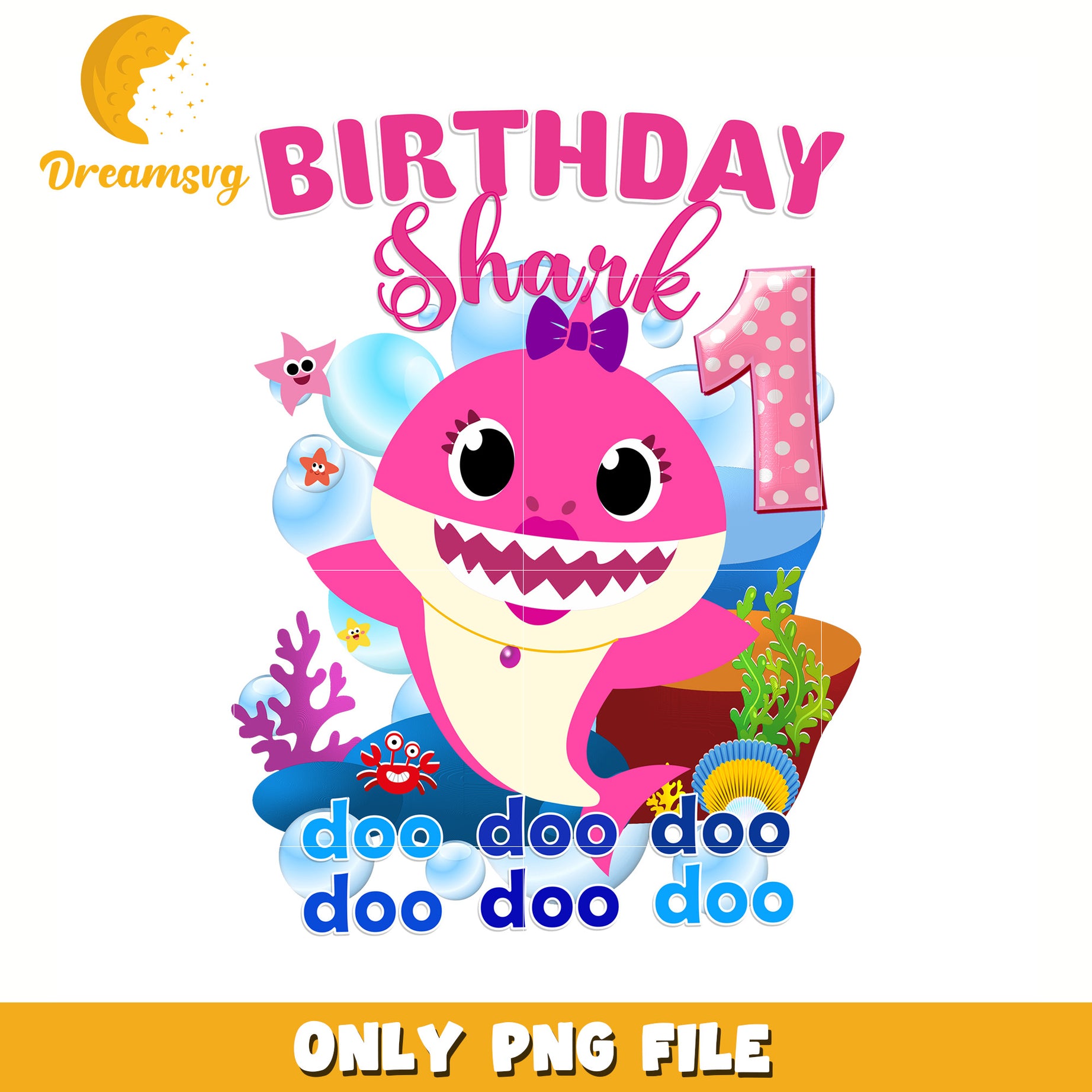 One year birthday shark png, baby shark png, baby shark song png