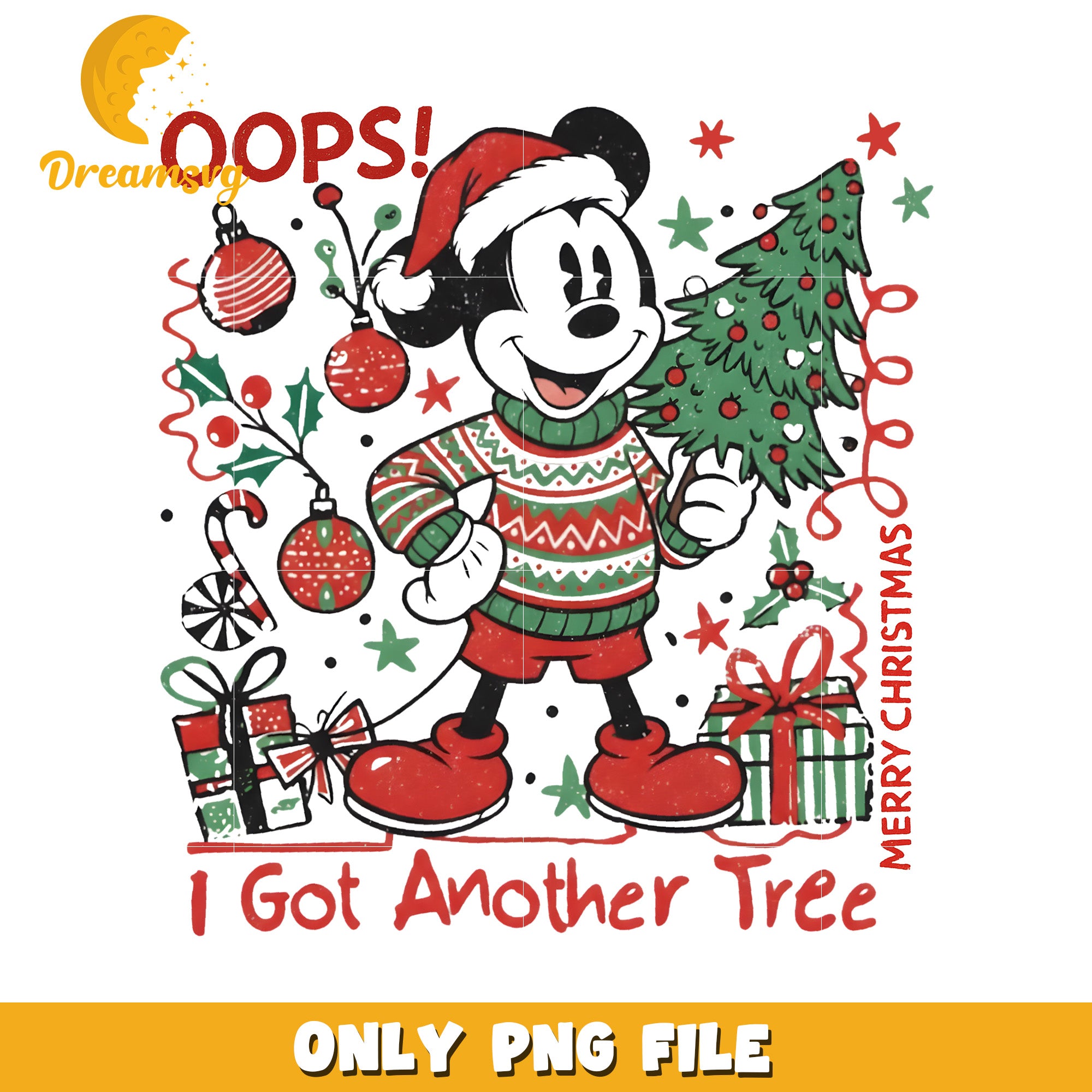 Oops mickey png, christmas movie​ png, christmas tree​ png