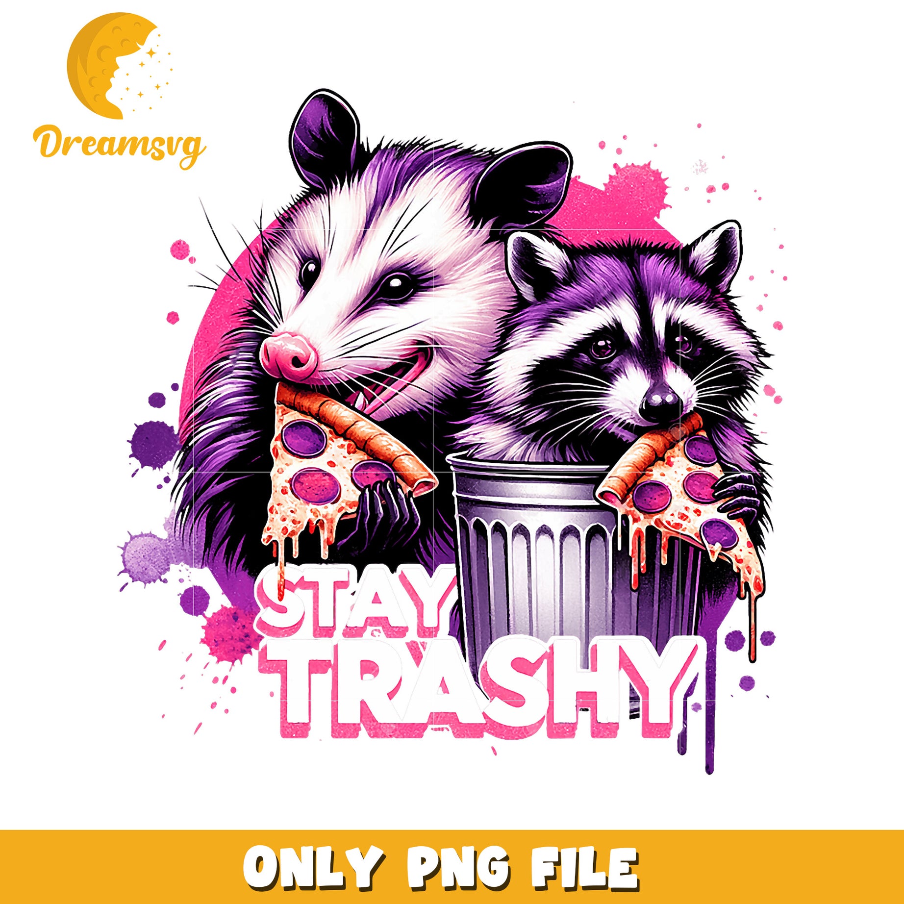 Opossum Raccoon Pizza PNG Trash Design