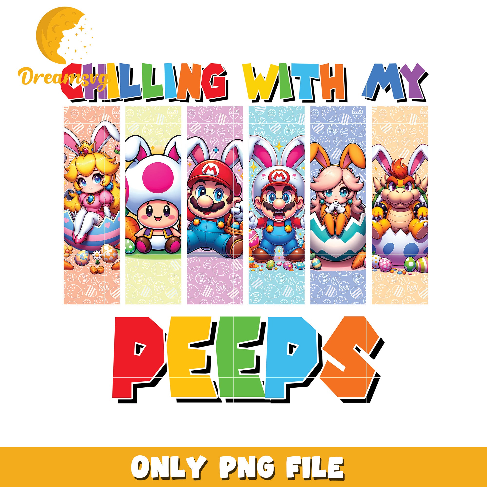 Option 1 (Focus on Characters)  Mario Easter Peeps PNG Cute Bunny Design
