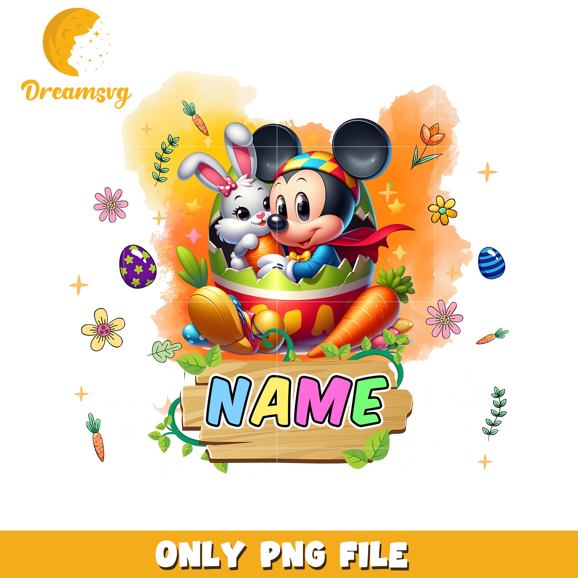 Option 1 (Focus on Characters) Mickey Mouse Easter PNG Printable