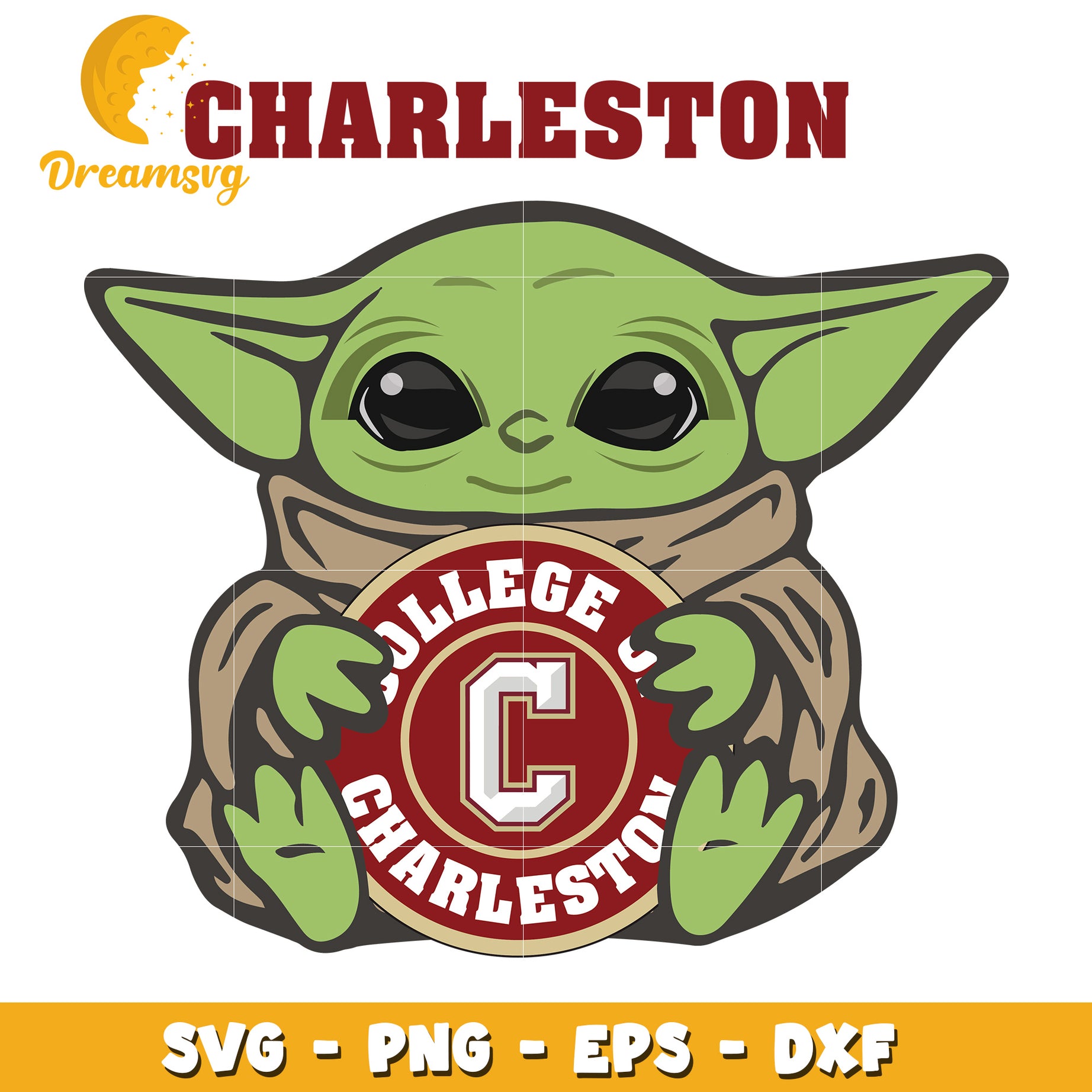 Option 1 (Focus on College)  Charleston College Yoda SVG PNG EPS DXF