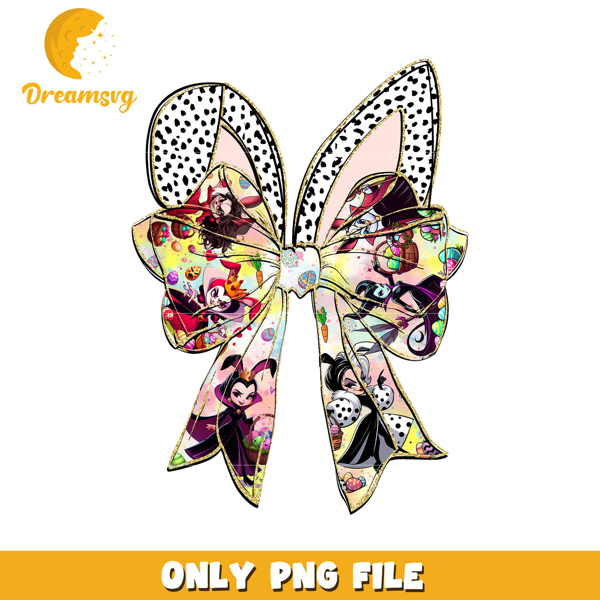 Option 1 (Focus on Easter) Easter Villain Bow PNG Sublimation Design