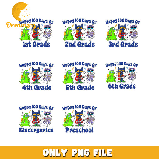 Option 1 (Focus on Grade Levels)  Happy 100 Days of School PNG Bundle (K-6)
