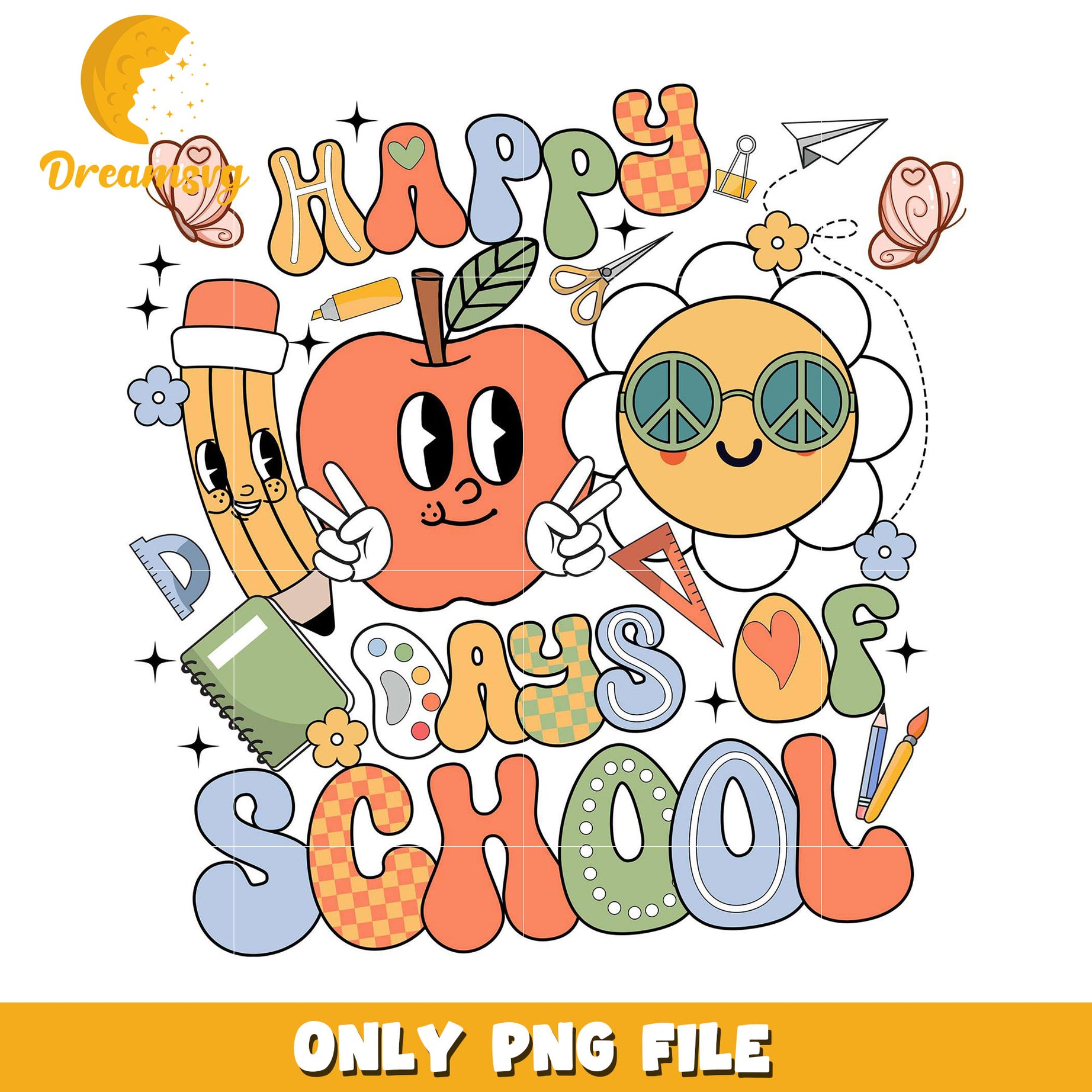 Option 1 (Focus on Keywords)  Happy 100 Days of School PNG