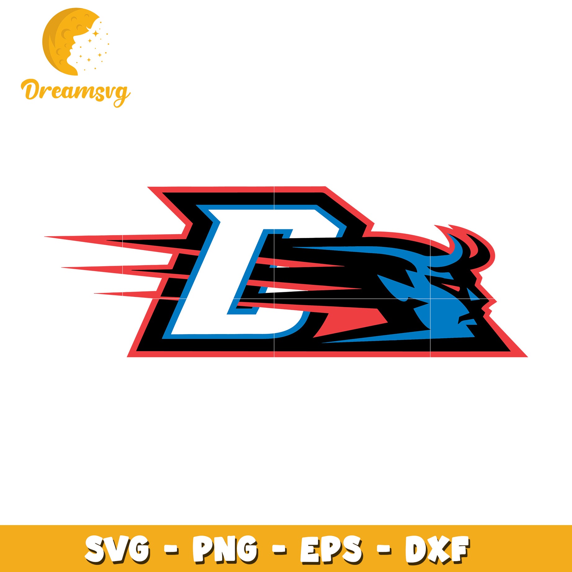 Option 1 (Focus on Letter & Animal)  Letter D Bull Mascot SVG PNG EPS DXF