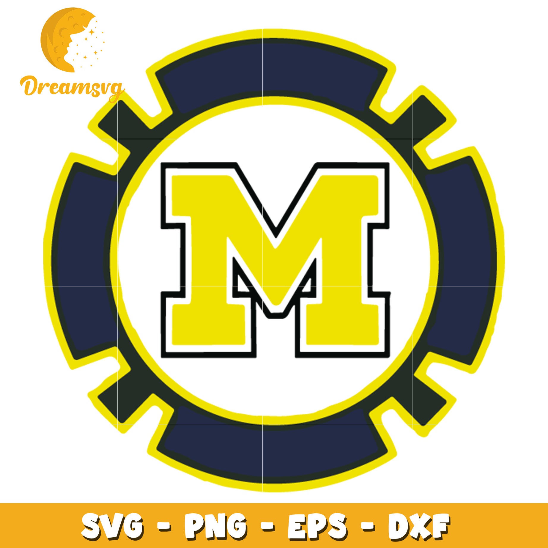Option 1 (Focus on Letter & Format)  Yellow M Letter SVG PNG EPS DXF Cut File