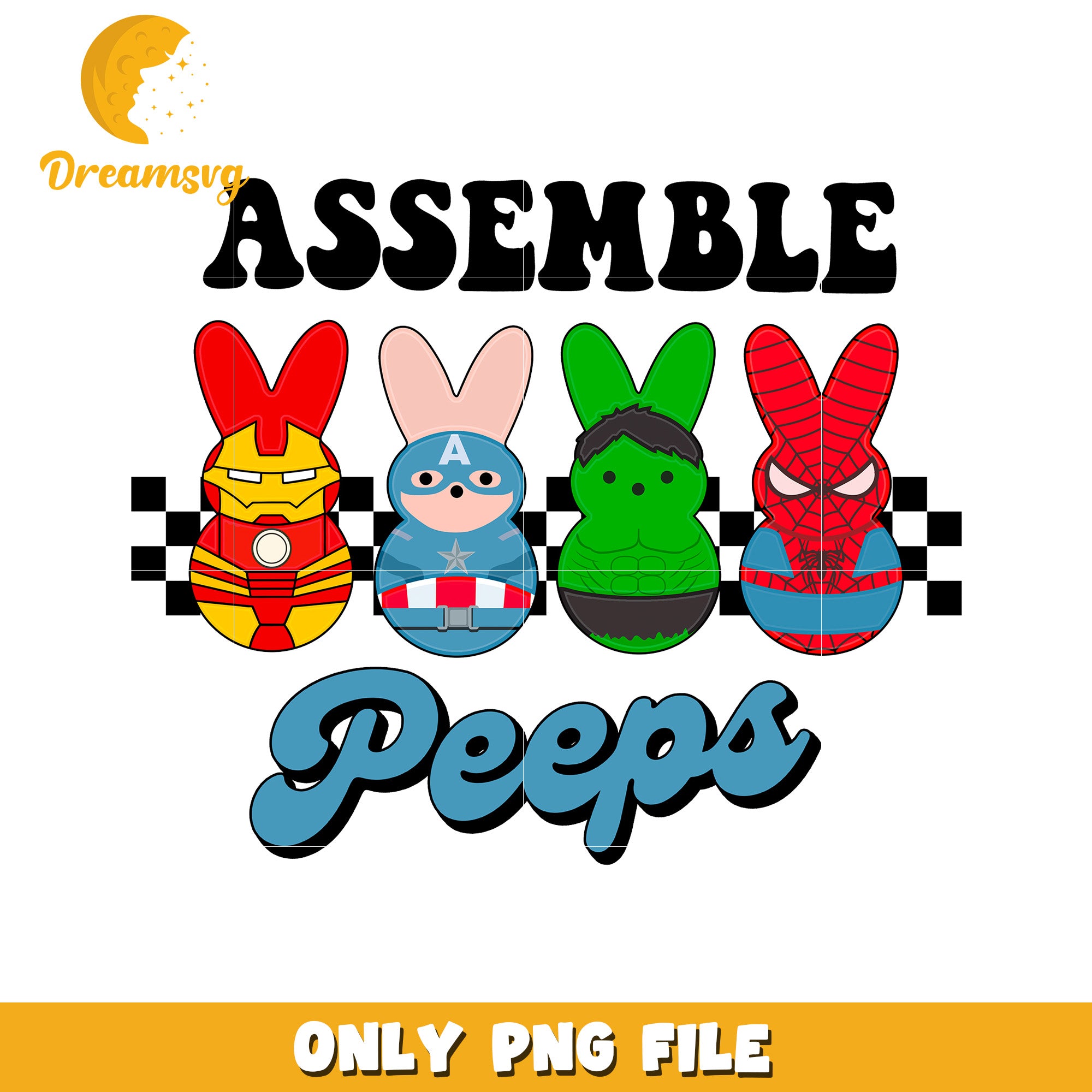 Option 1 (Focus on Marvel) Marvel Peeps Assemble PNG Easter Design