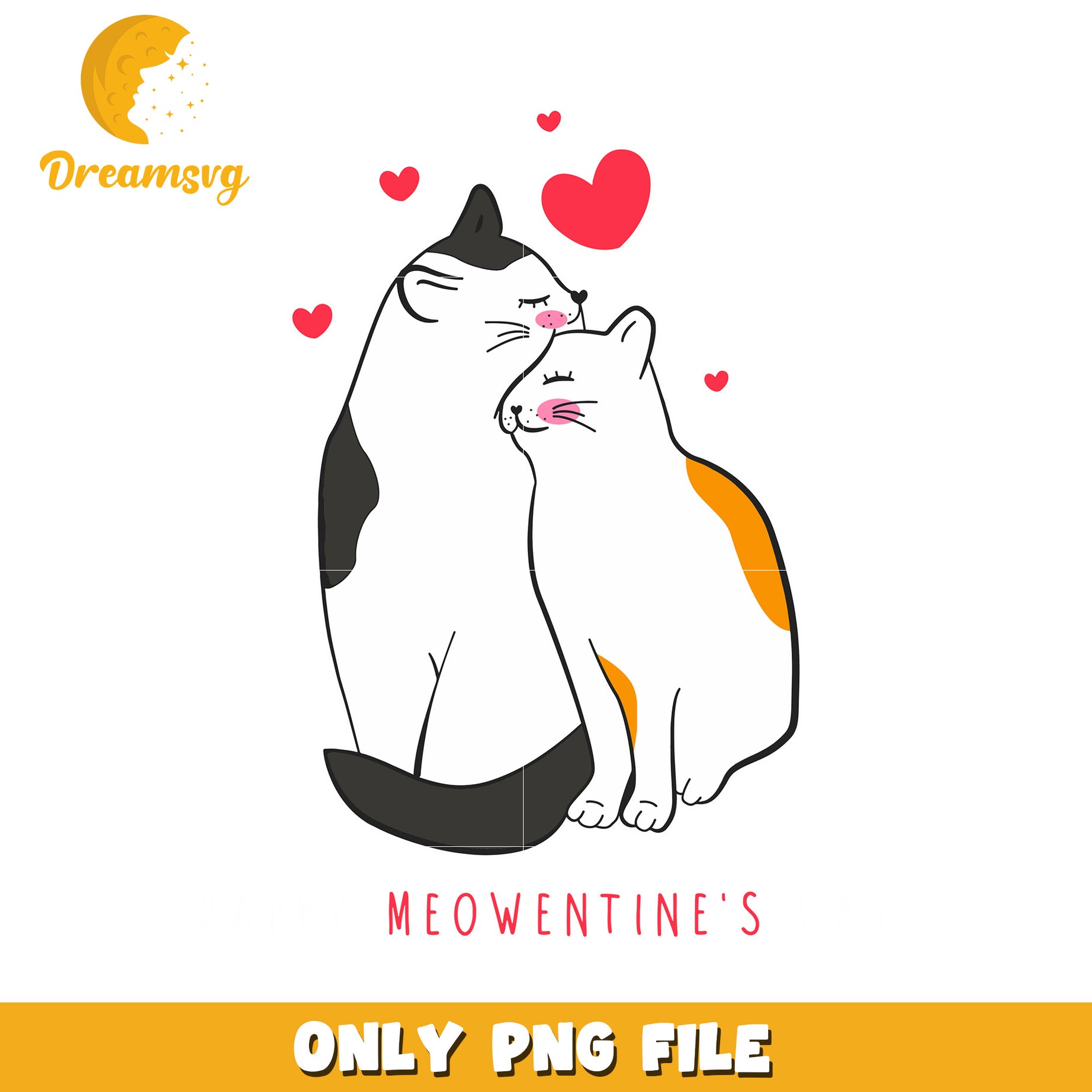 Option 1 (Focus on Valentine's Day)  Meowentine's Day Cats PNG