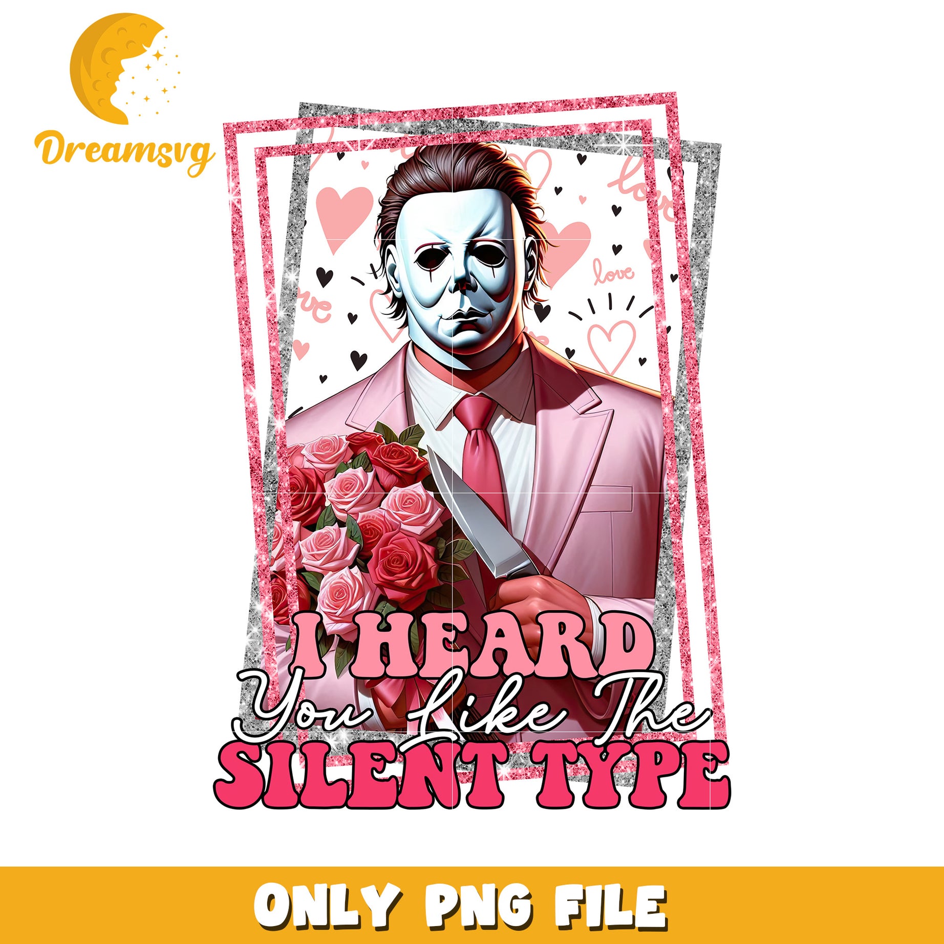 Option 1 (Focus on Valentine's Day)  Valentine's Michael Myers PNG Sublimation