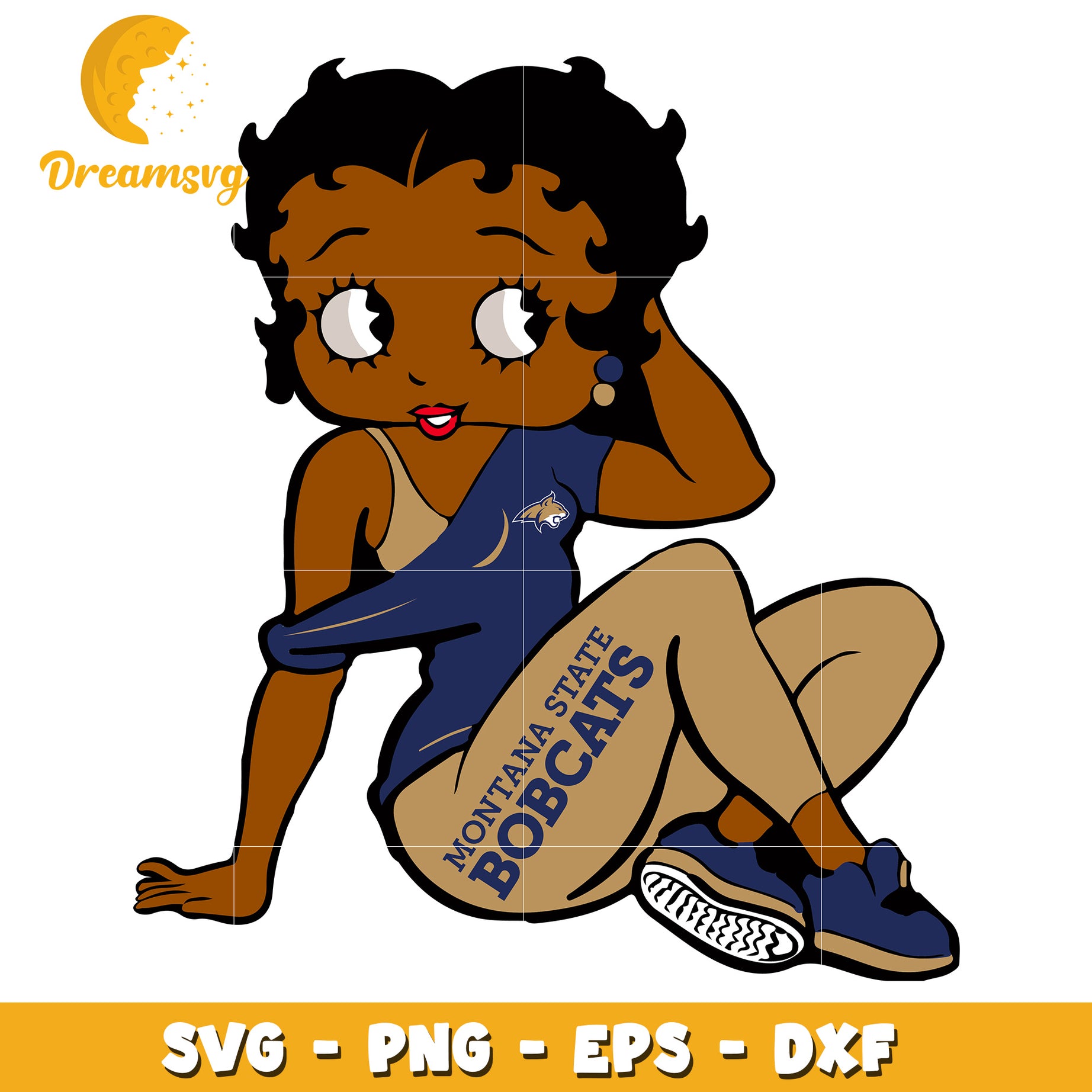 Option 1 (Focus on character)  Black Betty Boop Montana State Bobcats SVG