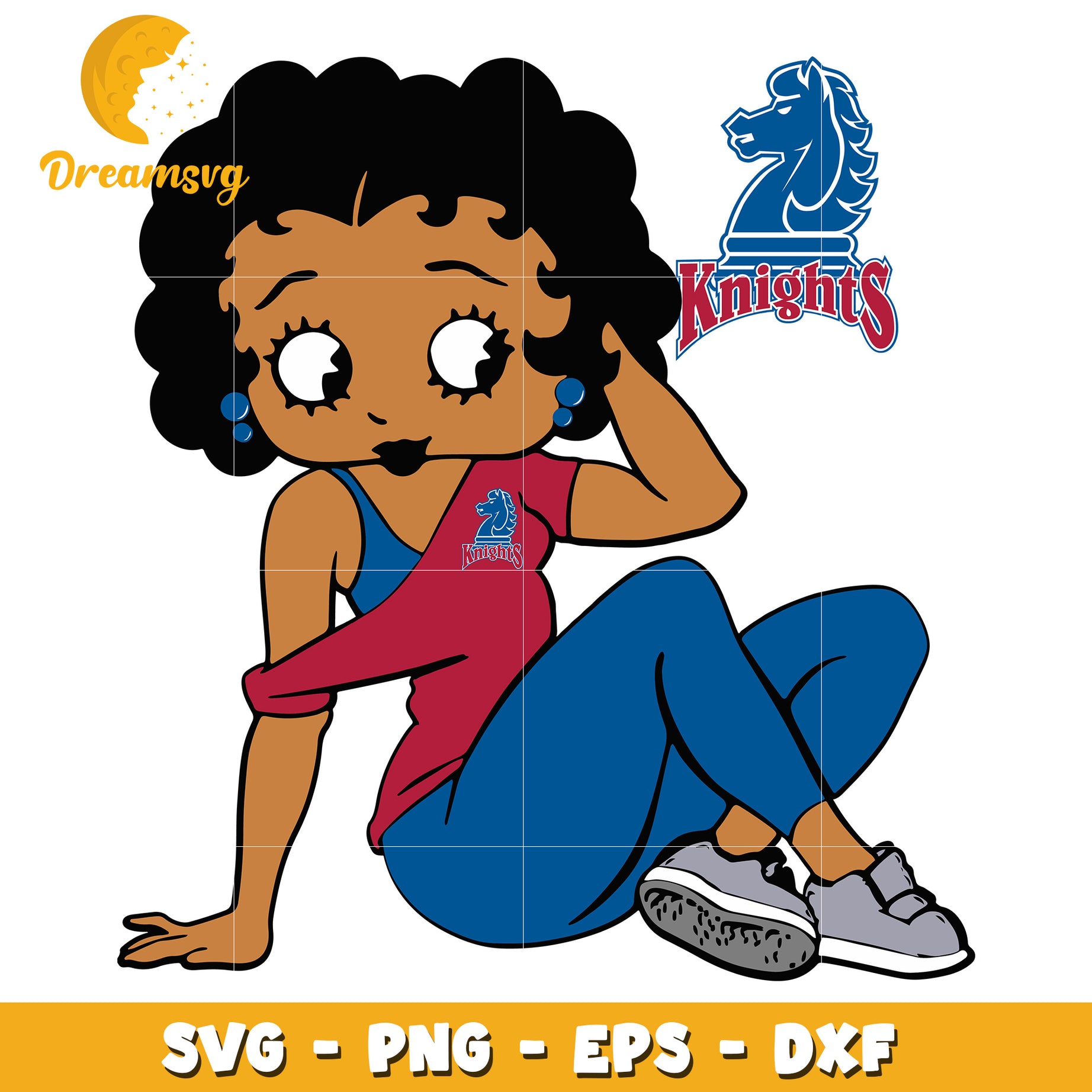 Option 1 (Focus on character)  Black Girl Knights SVG PNG EPS DXF