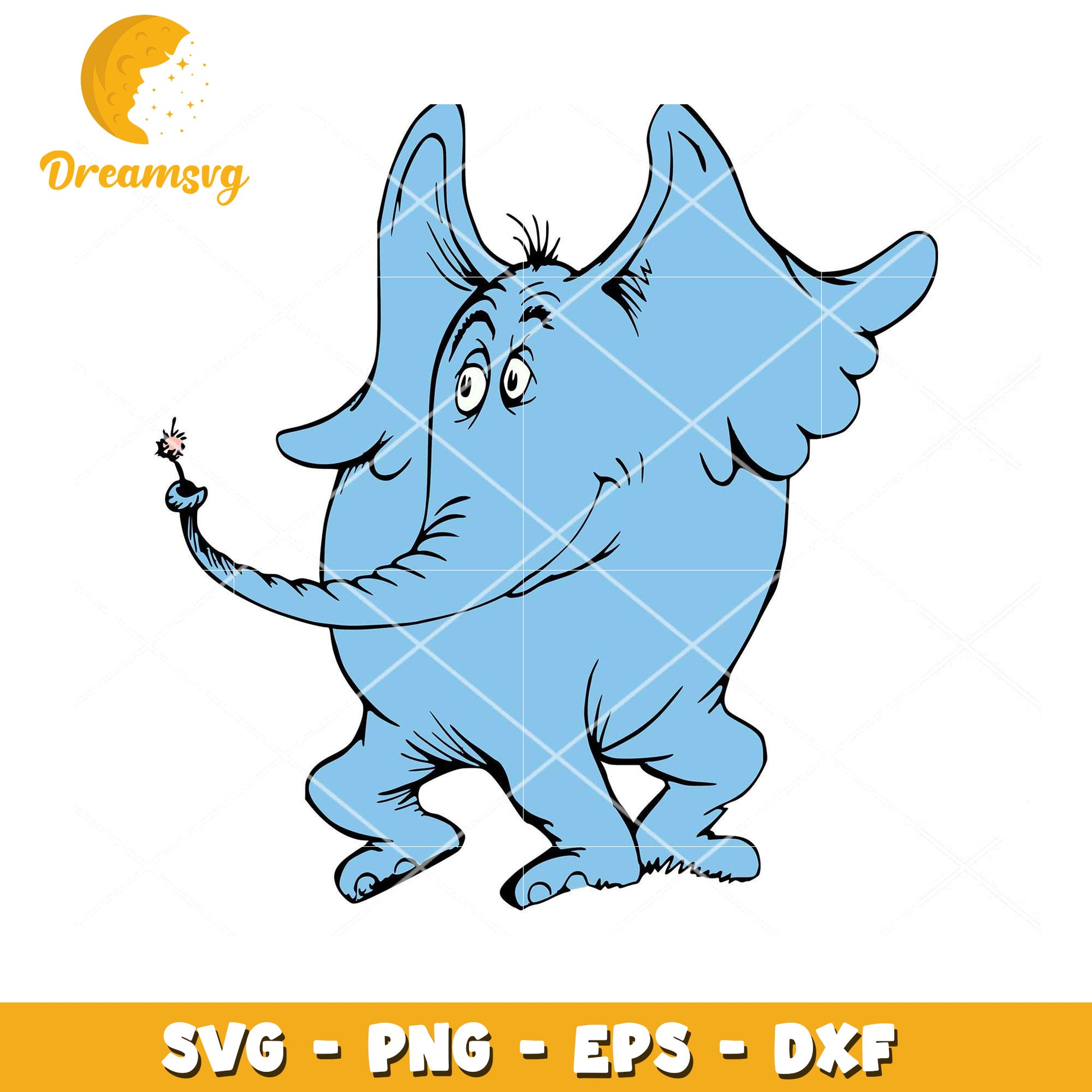 Option 1 (Focus on character)  Blue Elephant SVG Cut File