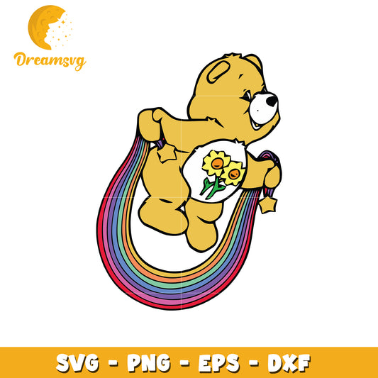 Option 1 (Focus on character)  Care Bears Cheer Bear Rainbow SVG PNG EPS DXF