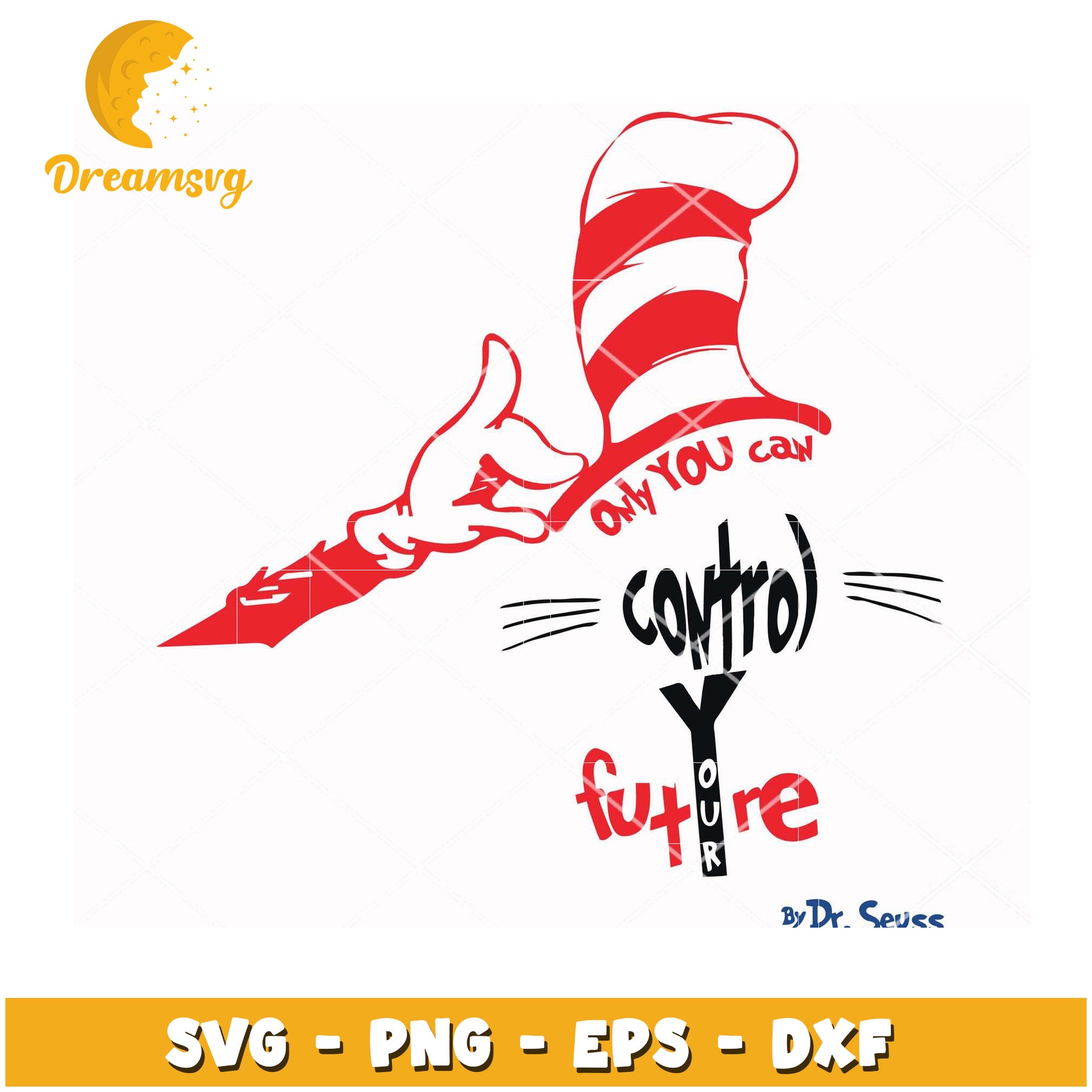 Option 1 (Focus on character) Cat in the Hat SVG Cut File